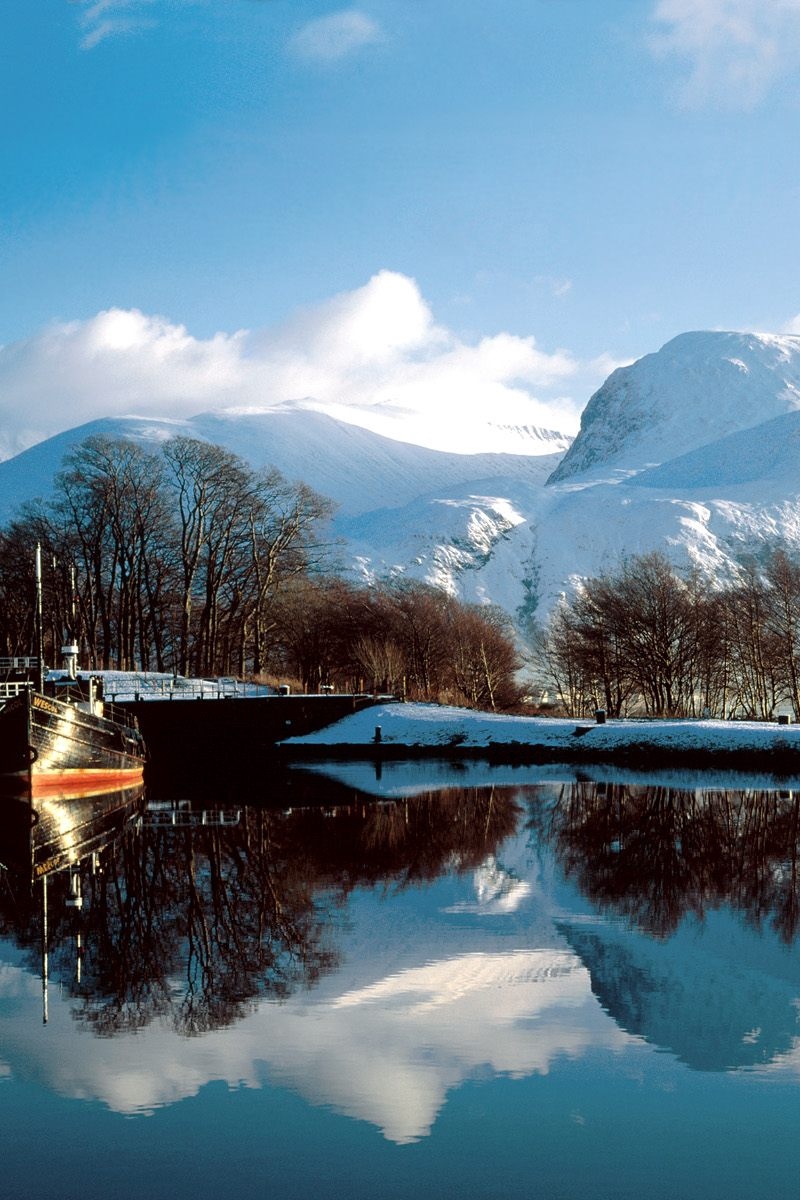 Wallpaper Mountains, Water, Boat, Mooring, Bridge, Nevis Scotland