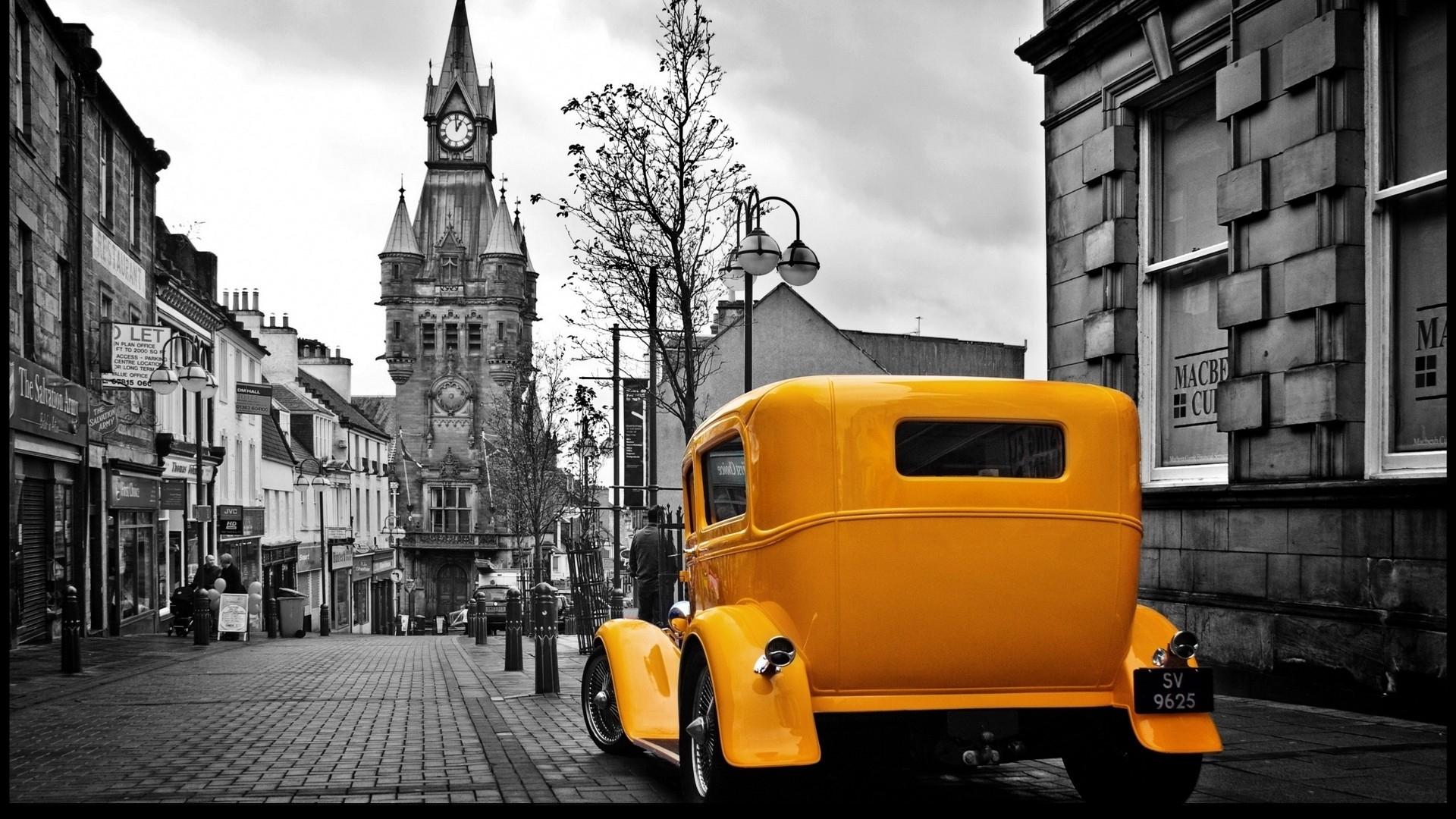 Hotrod In Europe And Yellow Vintage