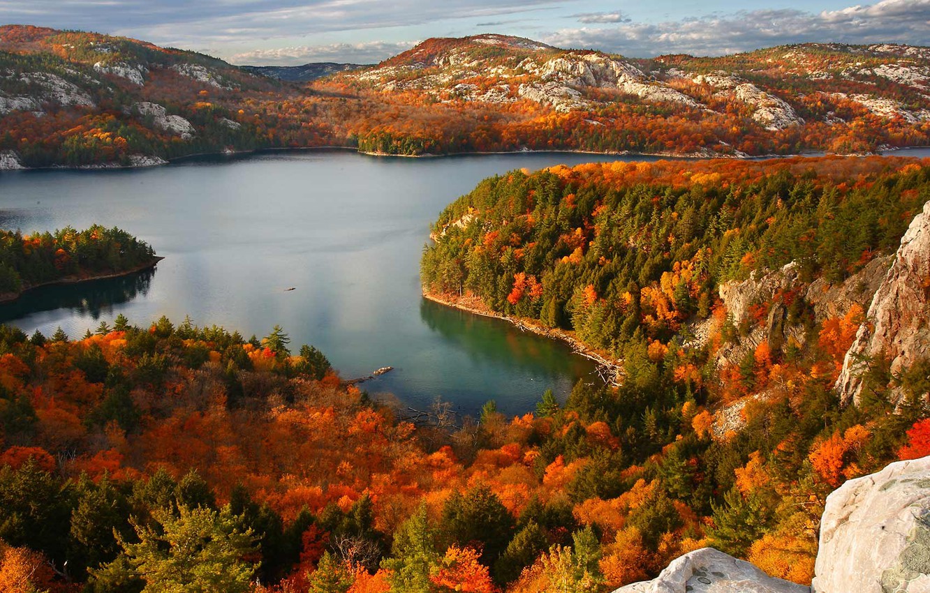 Wallpaper autumn, lake, Canada, Ontario, Killarney Provincial Park, Парк штата Килларни image for desktop, section природа