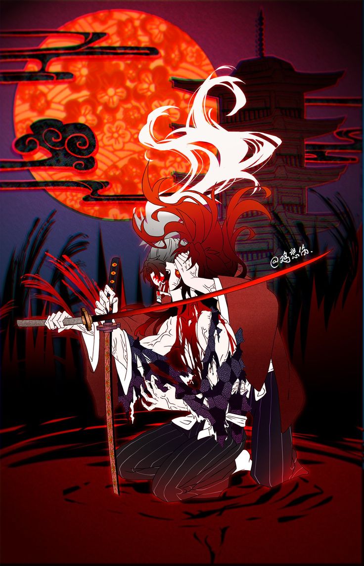 鸡悲伤 on Twitter. Anime demon, Anime background, Demon slayer yoriichi wallpaper