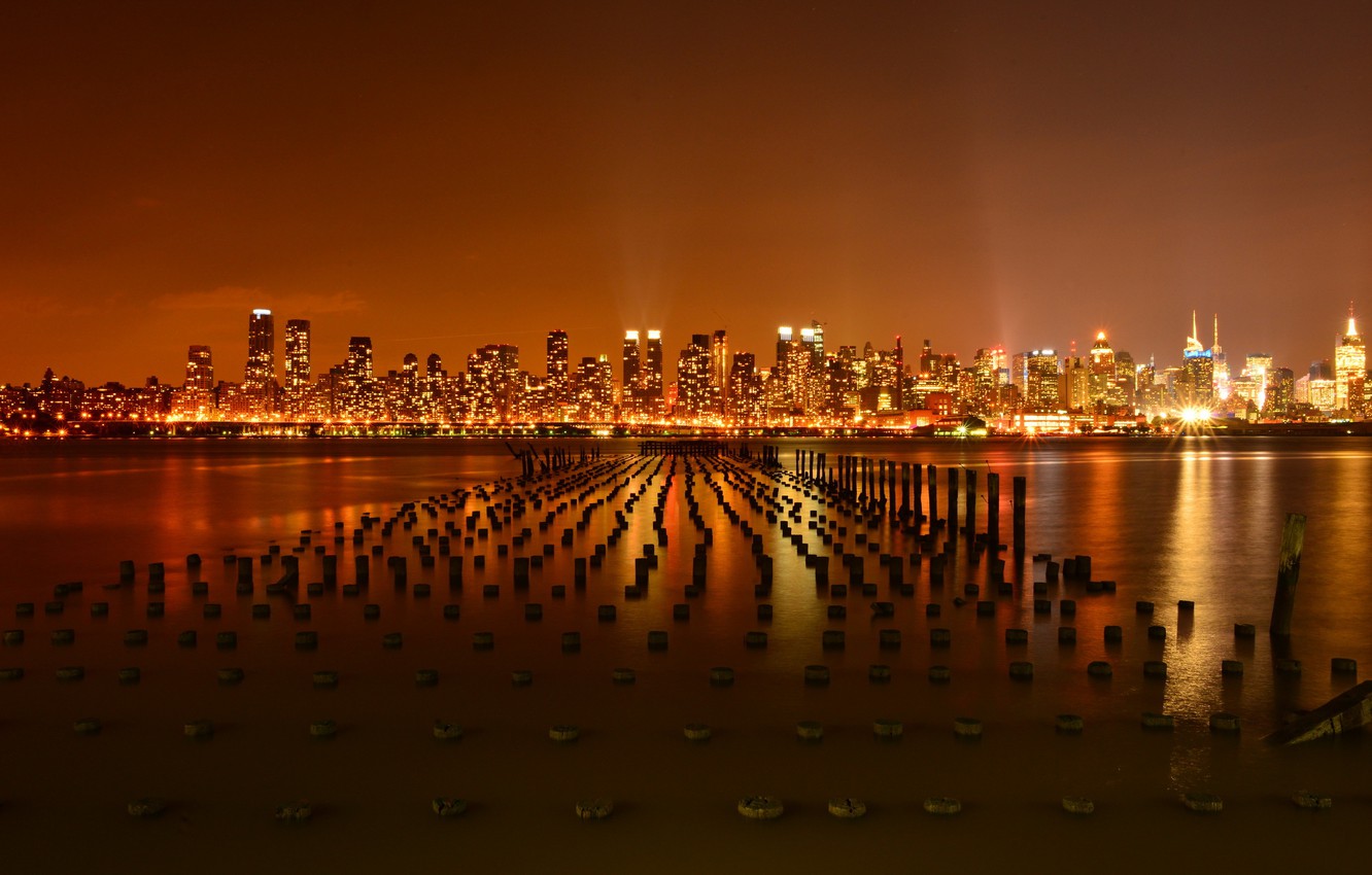 Wallpaper new york city, pier, hudson river, weehawken image for desktop, section город