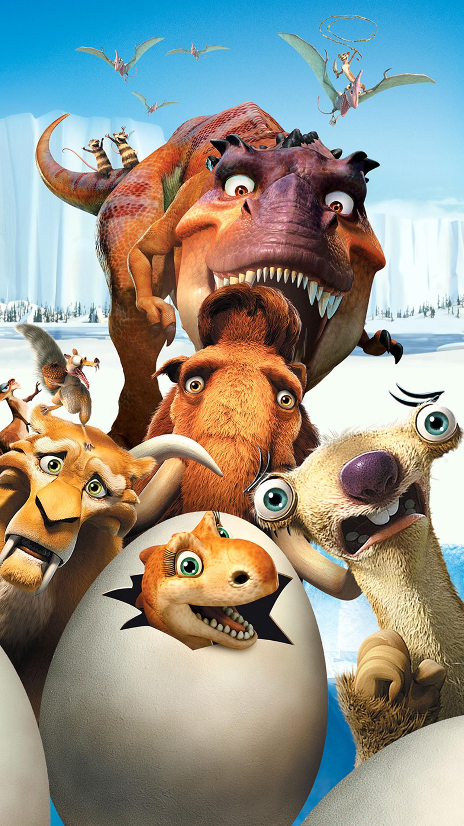 Ice Age: Dawn of the Dinosaurs (2009) Phone Wallpaper. Moviemania. Disney wallpaper, Ice age, Disney art