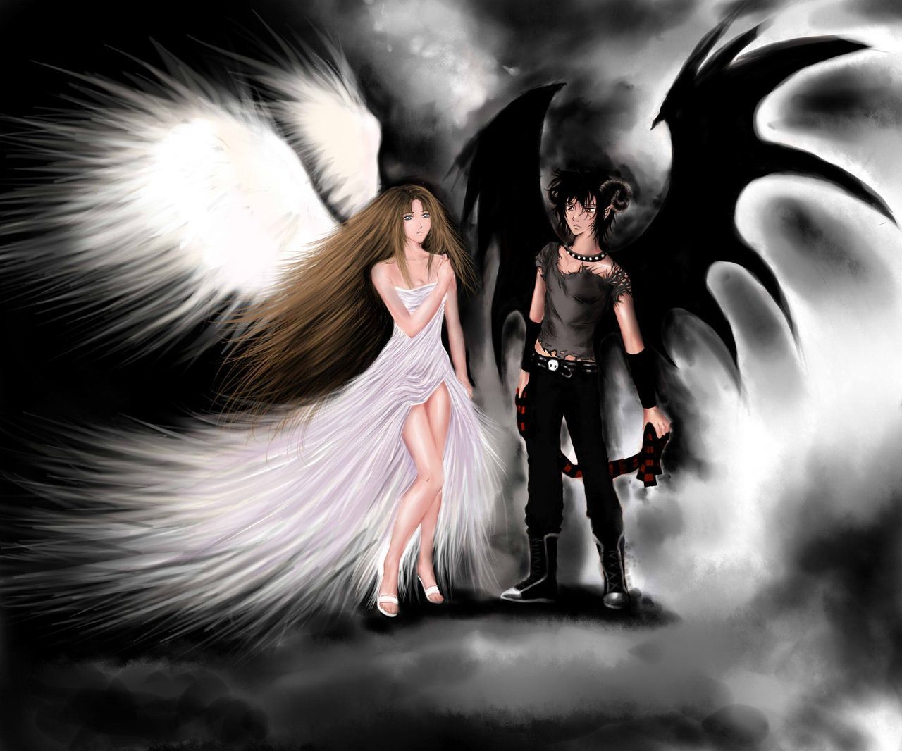 Angel and Demon Anime Wallpaper Free Angel and Demon Anime Background