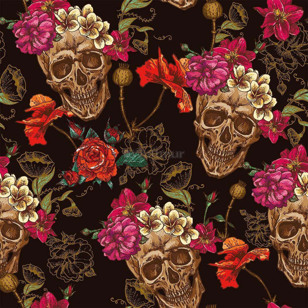 Fancy Skull Pattern Wallpaper Mural • Wallmur®