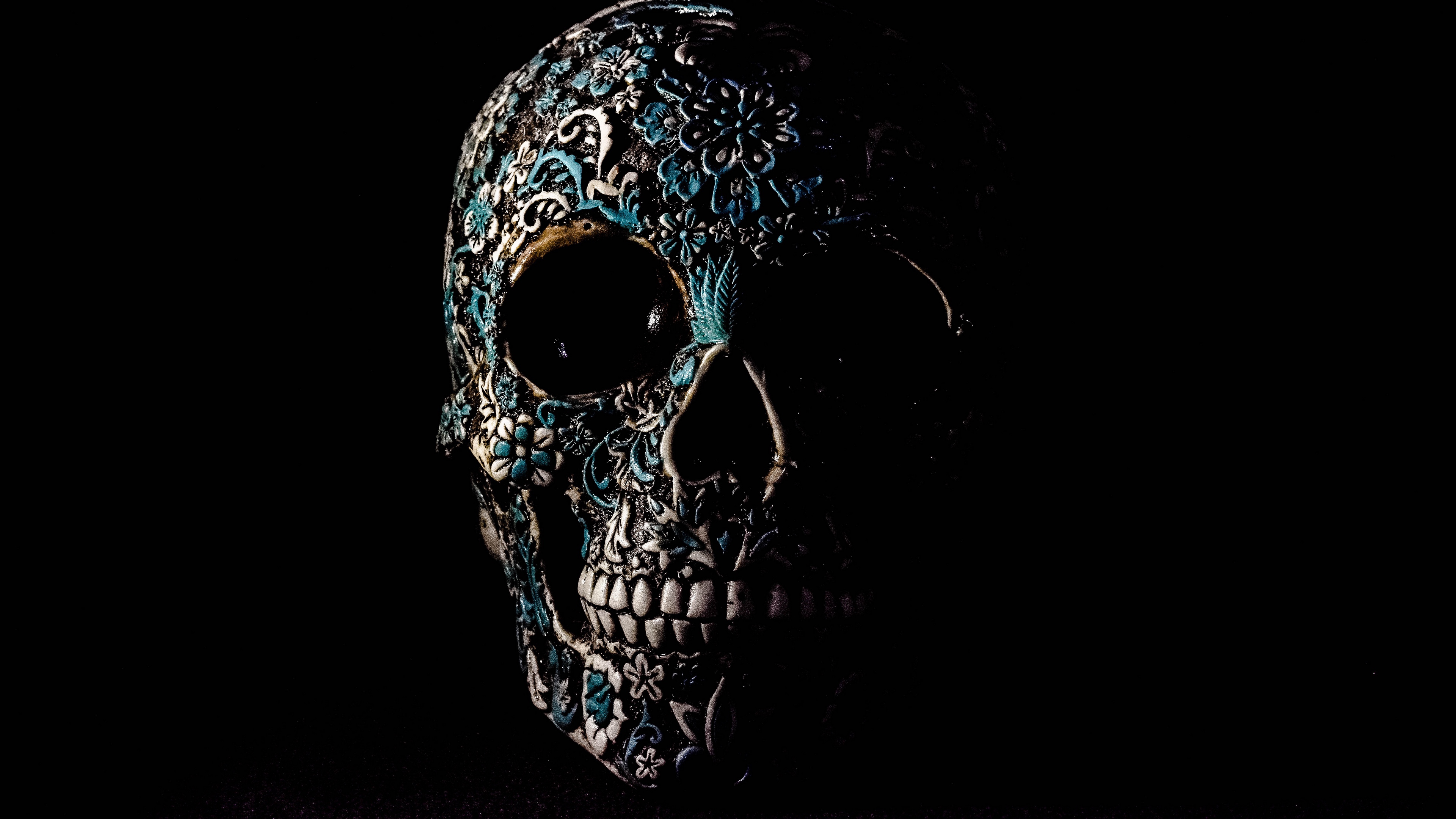 Wallpaper 4k skull, dark, patterns, bones 4k Wallpaper