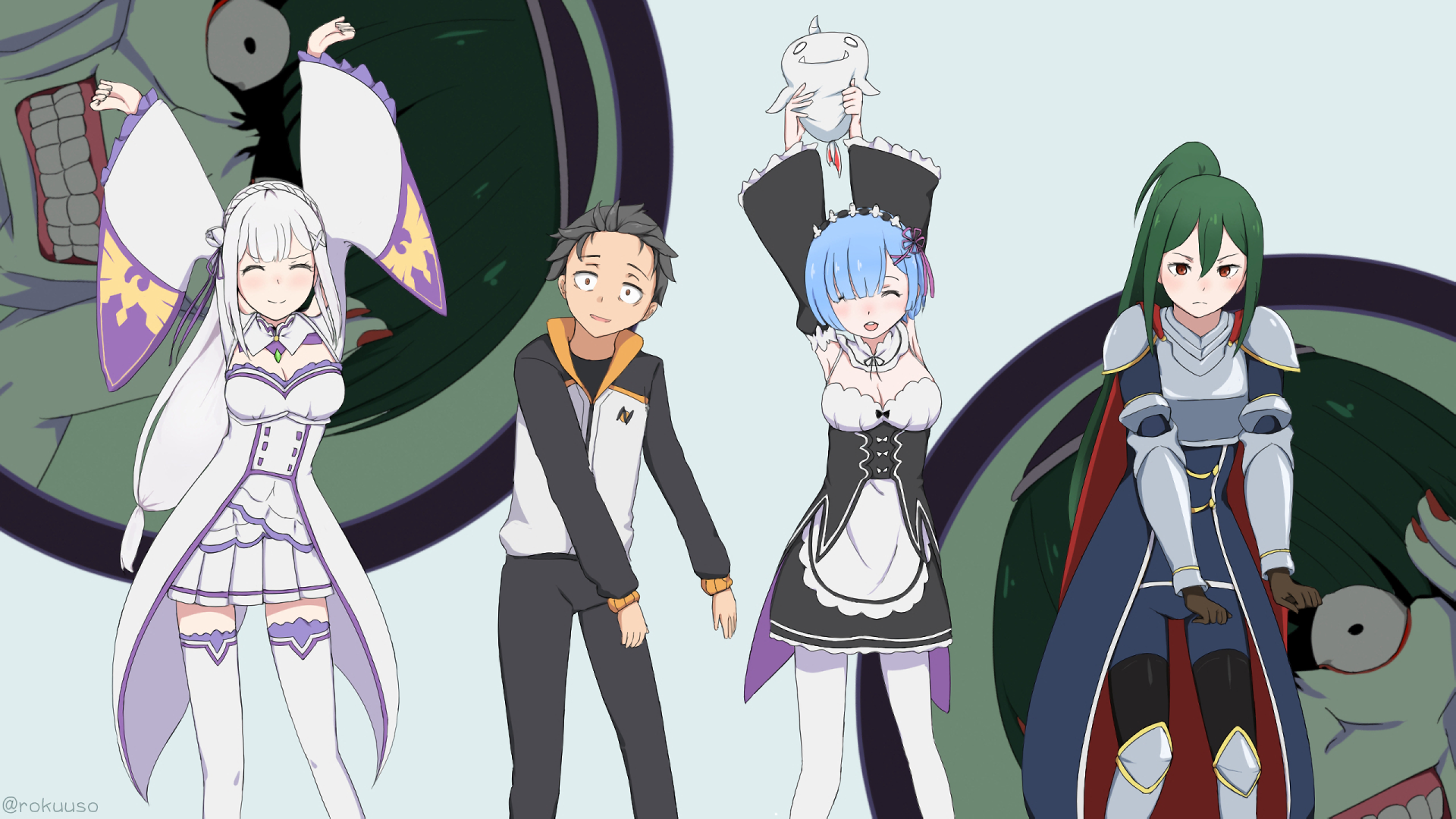 Re ZERO Starting Life In Another World Emilia Re ZERO Rem Re ZERO Subaru Natsuki Crusch Karsten Kono Wallpaper:1920x1080