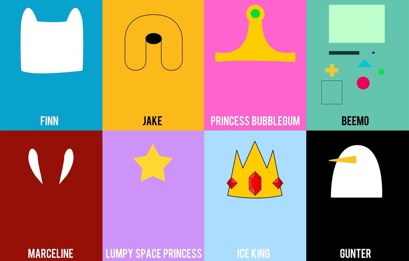 Wallpaper Jake, Adventure Time, Finn, Marceline, Gunter, Ice King, Lumpy Space Princess, Princess Bubblegum, Beemo image for desktop, section фильмы