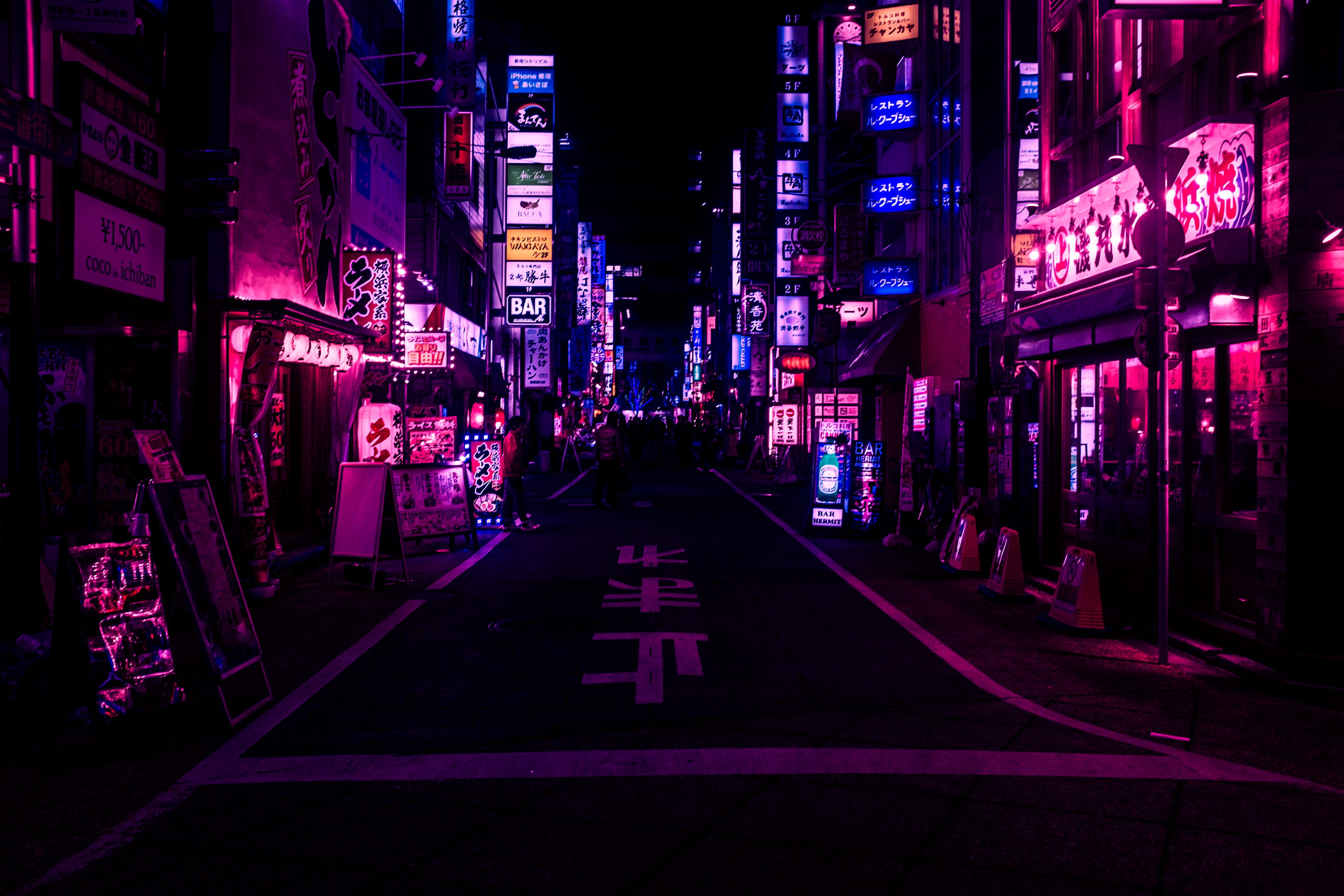 Anime Japanese City Night Wallpapers Wallpaper Cave
