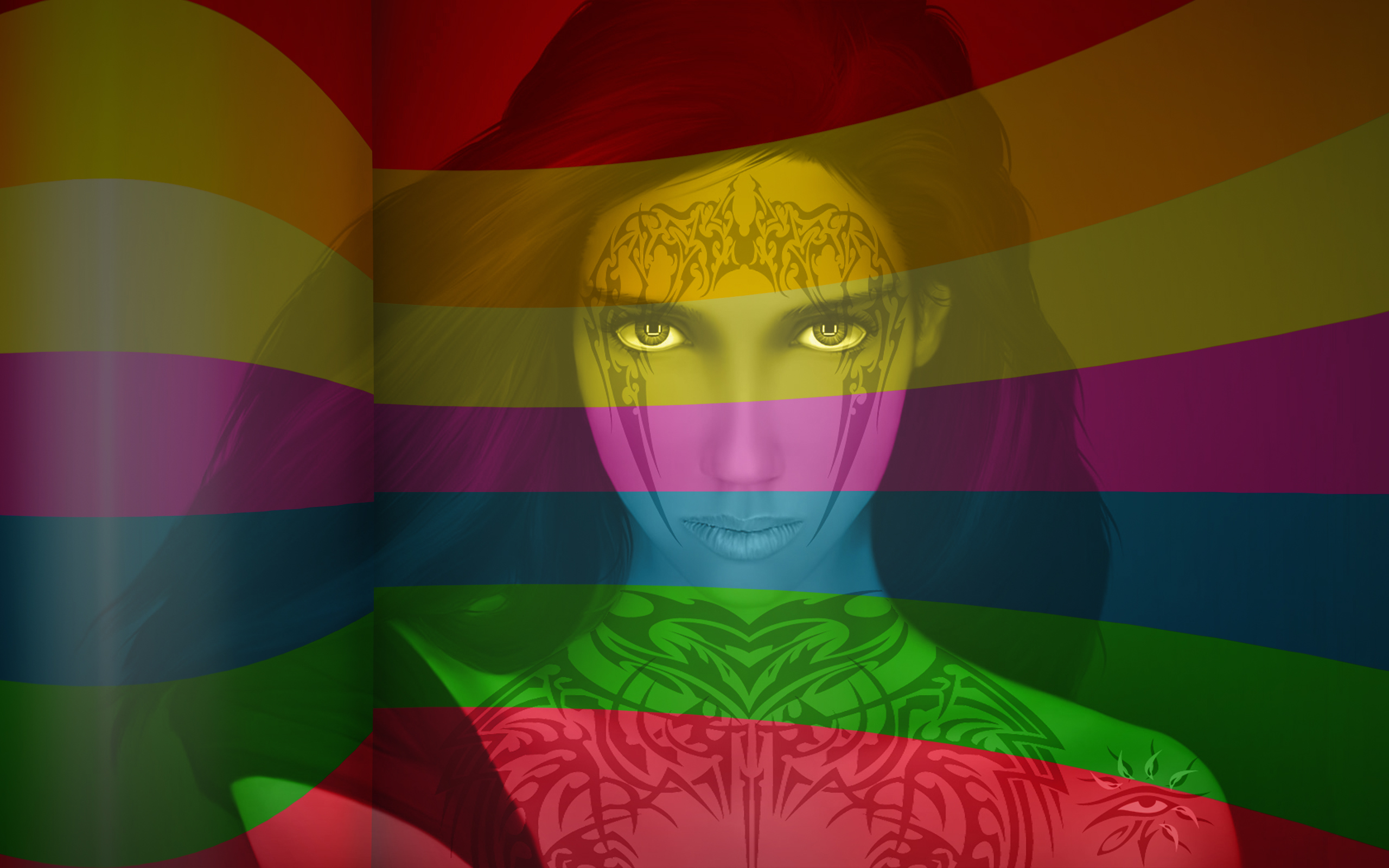 Colors Colorful Eye Face Artistic Woman Rainbow Wallpaper:2560x1600