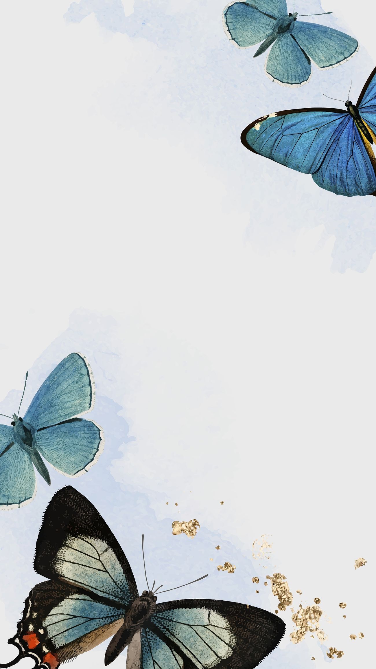 Blue butterflies patterned mobile phone