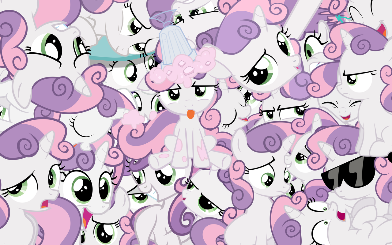 safe, artist:lunaboticmod, sweetie belle, collage, cute, diasweetes, multeity, wallpaper
