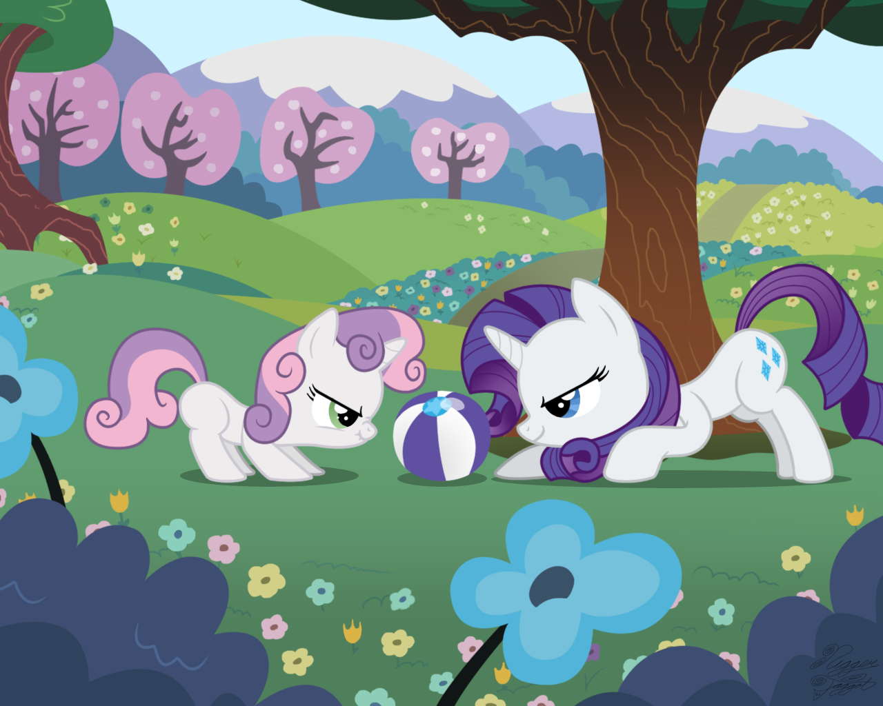 Ball My Little Pony Rarity My Little Pony Sweetie Belle Vector Wallpaper:1280x1024
