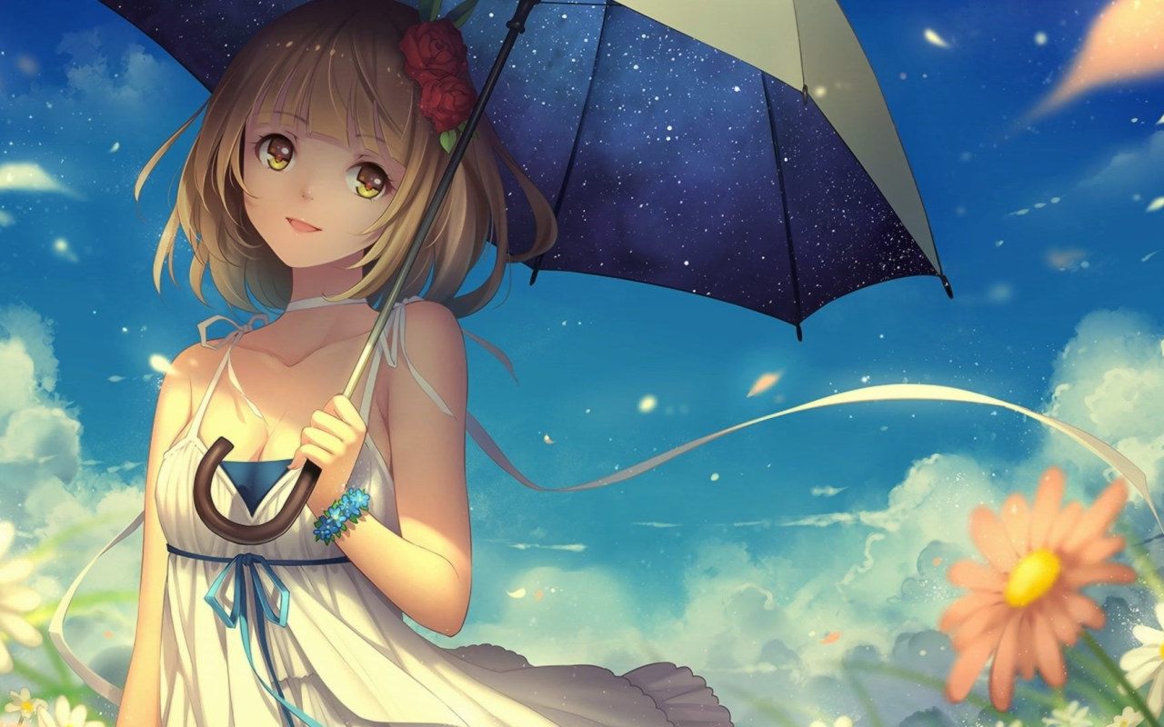 Wallpaper Anime Girl, Anime Art, Manga, Kawaii, Summer, Umbrella • Wallpaper For You