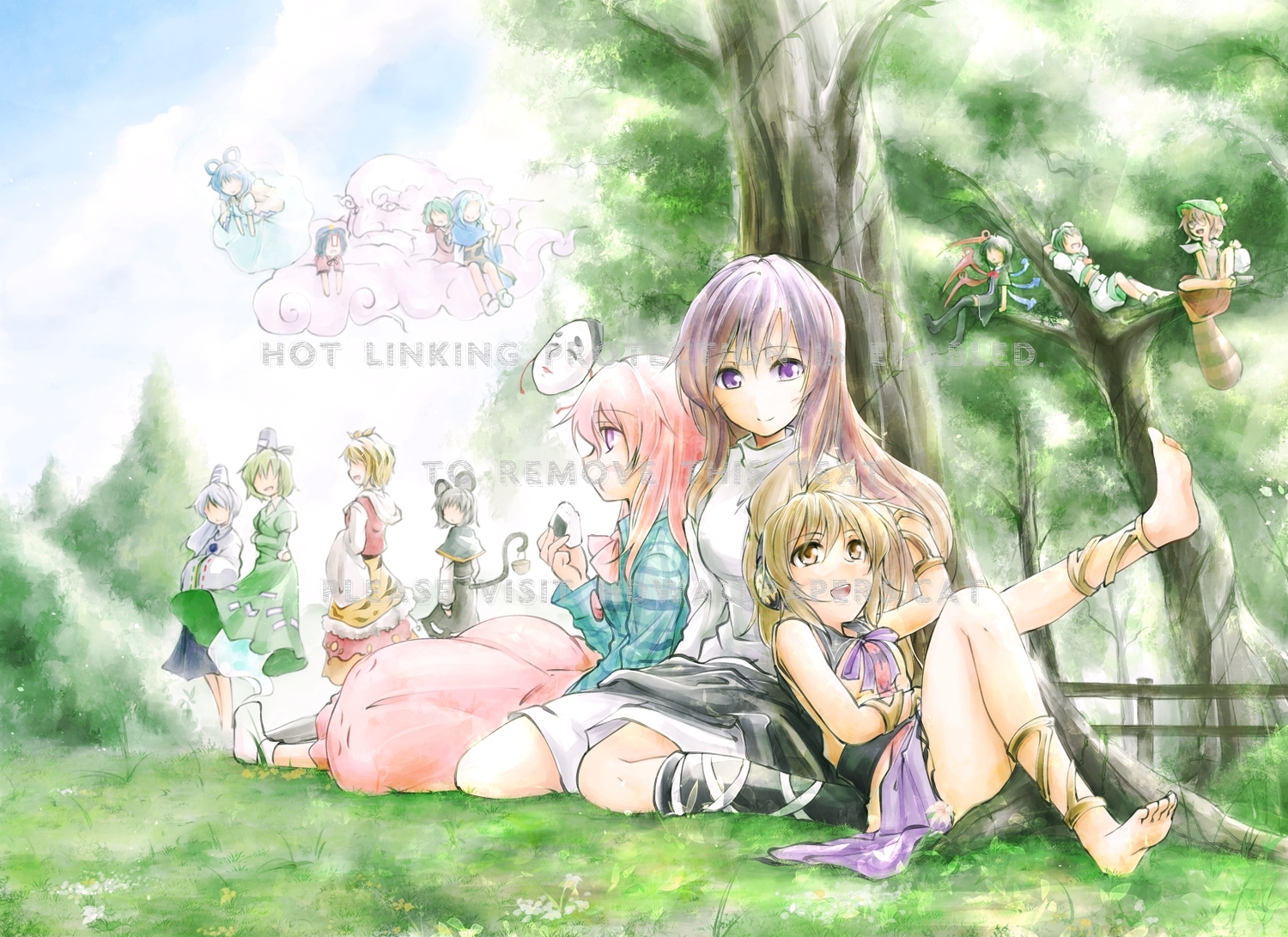 touhou dress girls cute summer family anime