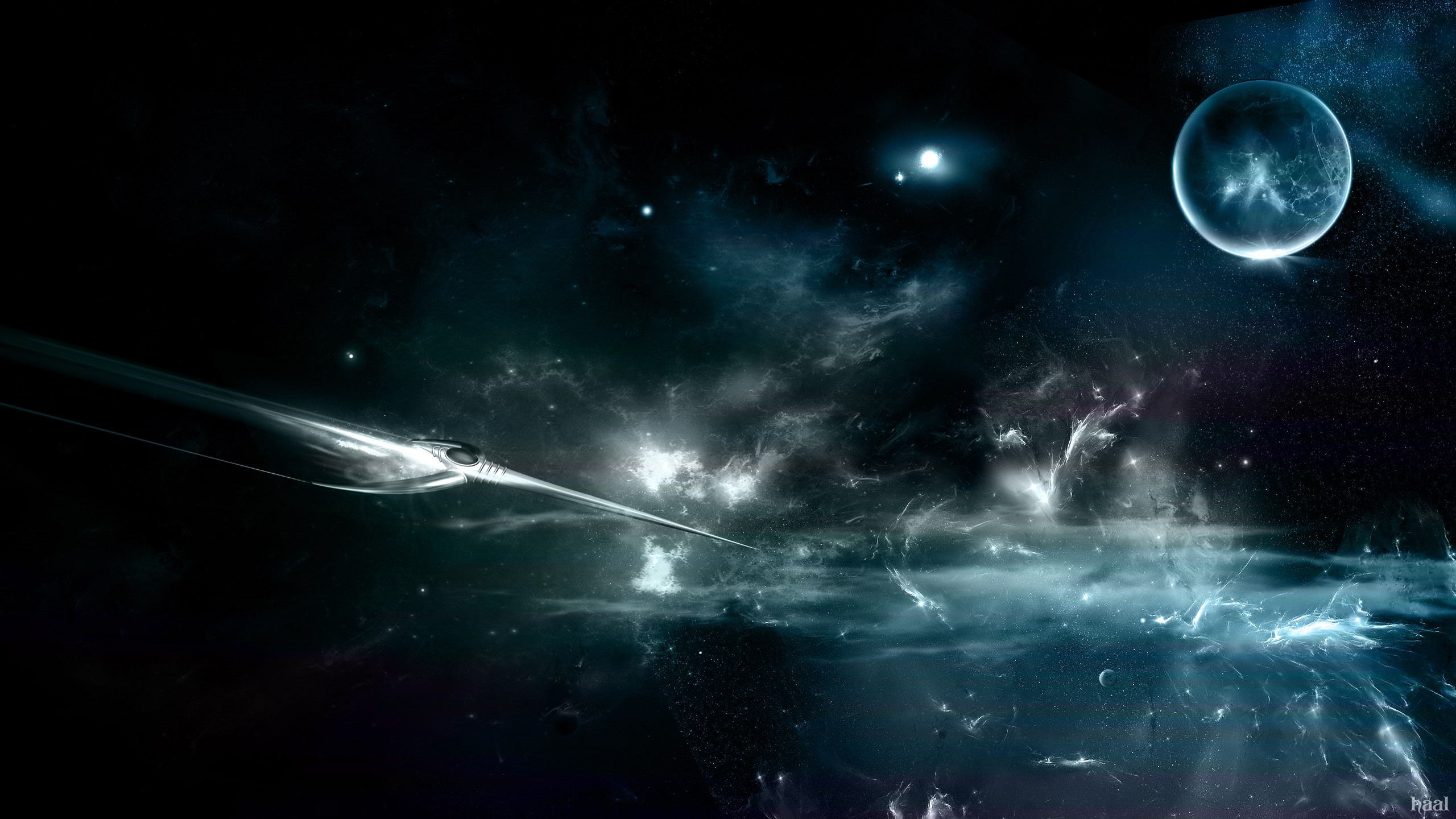 Fantasy Art Space Science Fiction Aliens Digital Art Space Art Spaceship Wallpaper:2560x1440