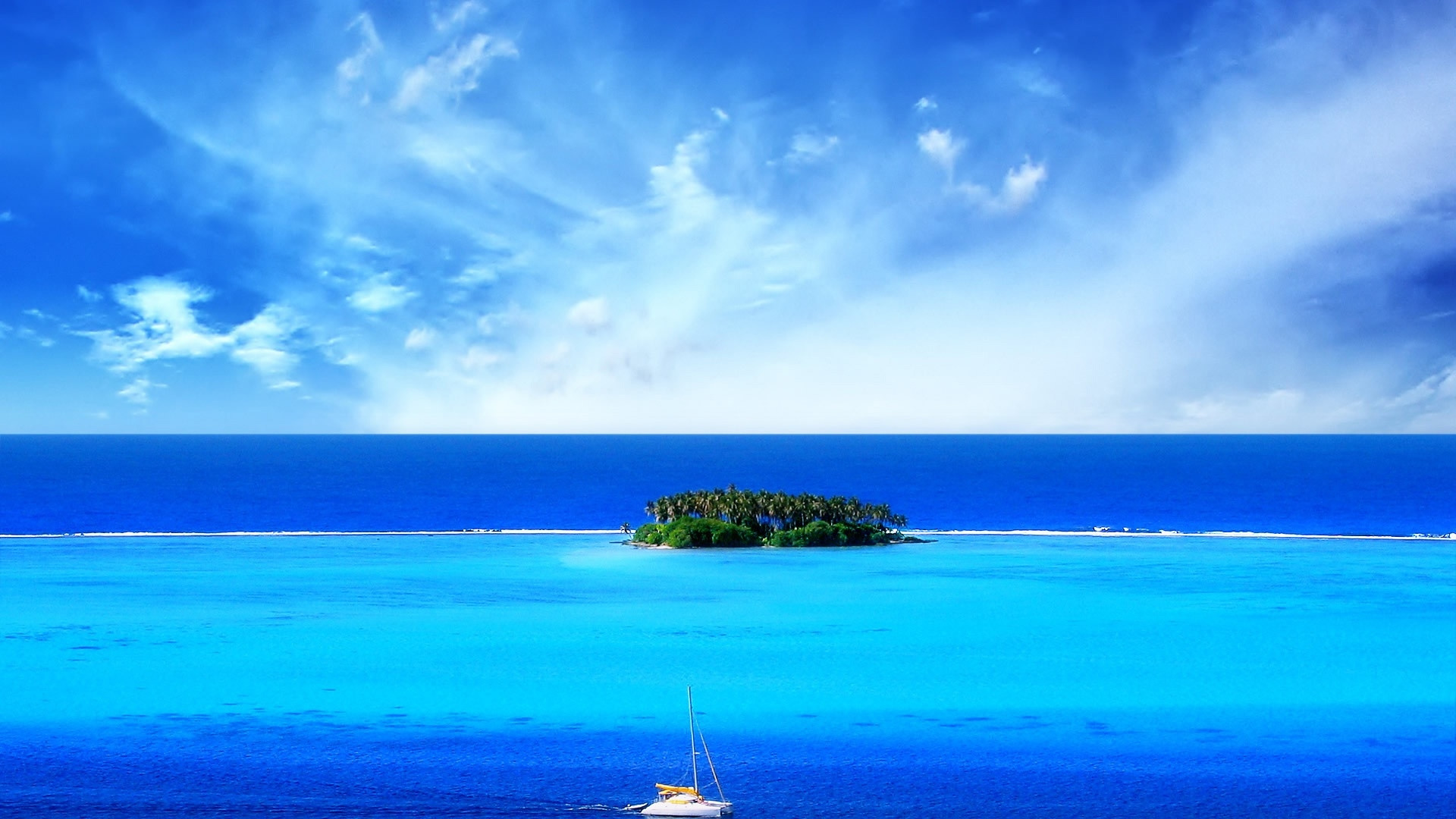 wallpaper HD full size, sky, blue, sea, ocean, nature, horizon, daytime, caribbean, tropics, azure