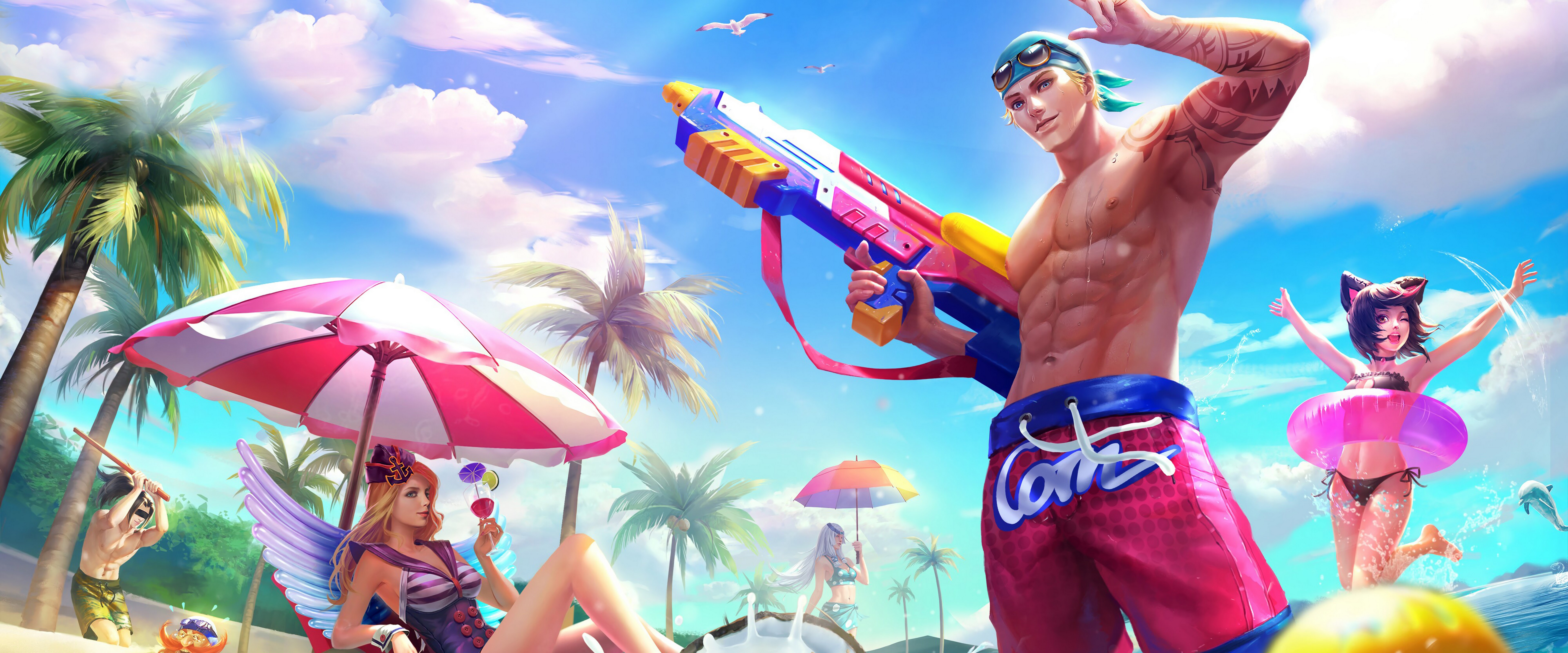 Clint Sun n Sand Freya Beach Sweetheart Summer Skins Mobile Legends 4K Wallpaper