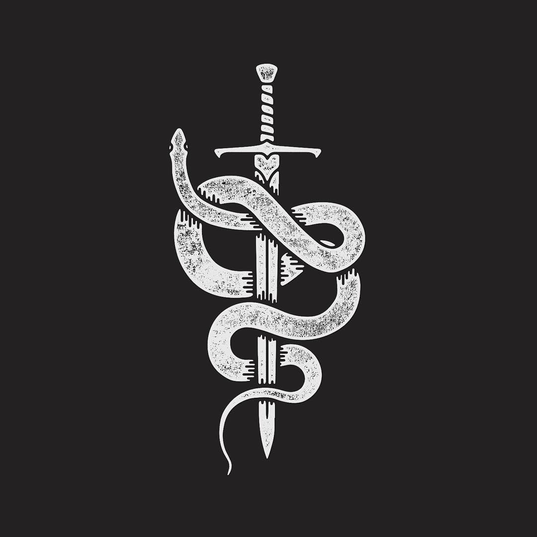 Liam Ashurst. Snake illustration, Symbol design, Sword tattoo
