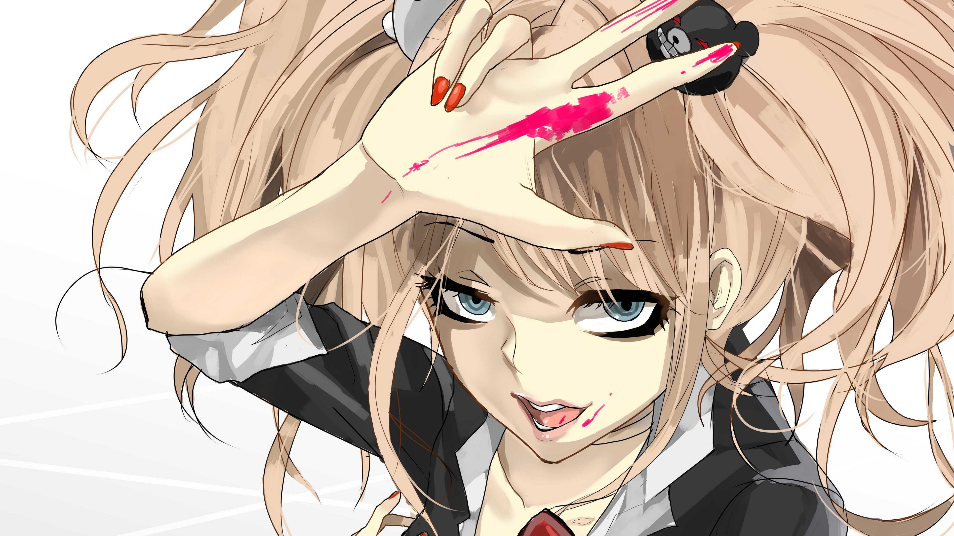 danganronpa, girl, anime, face, paint 4k Girl, danganronpa, Anime. Danganronpa, Anime, Wallpaper