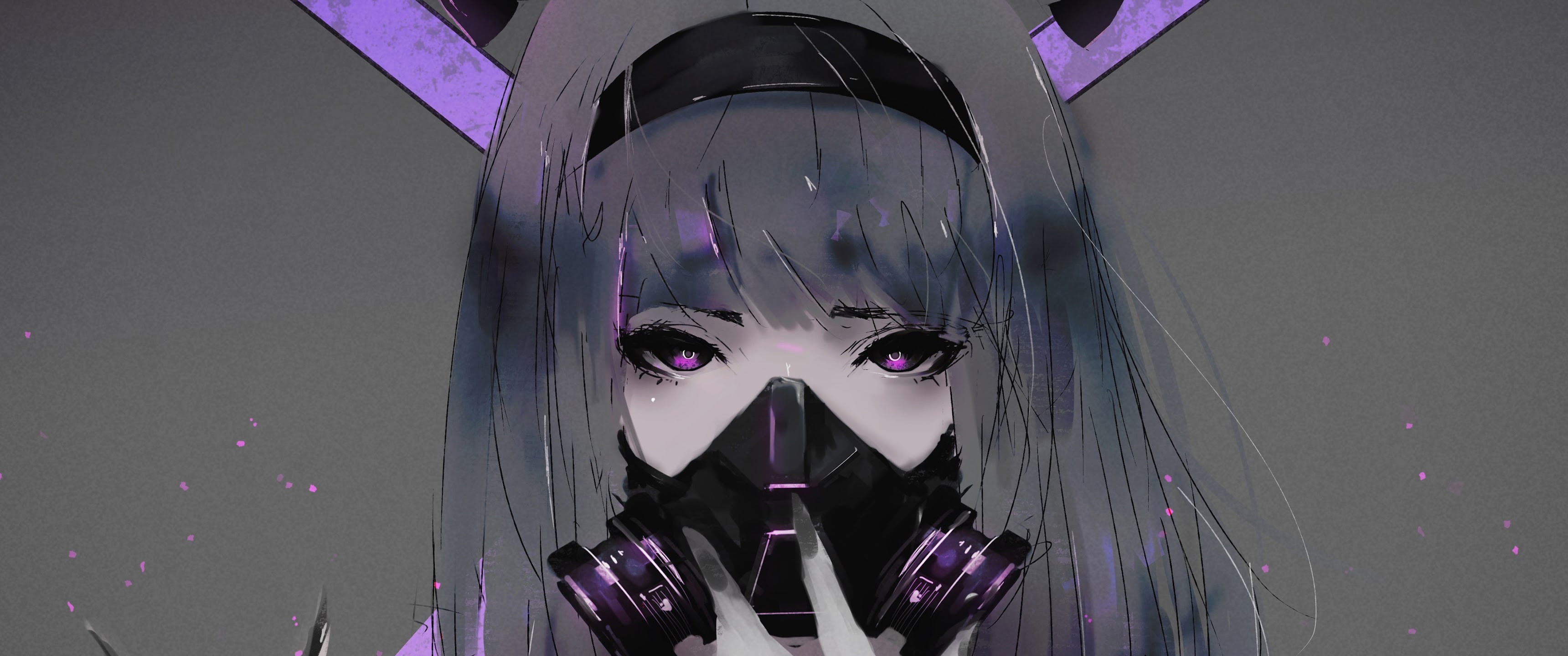 Anime Girl Gas Mask 4K Wallpaper