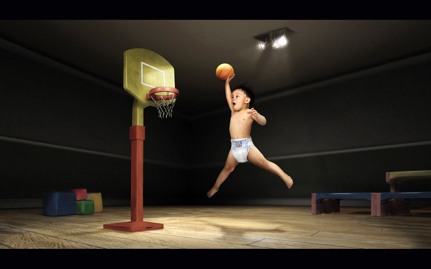 Download Wallpaper the ball child basketball humor fun boy, 1440x Young basketball player