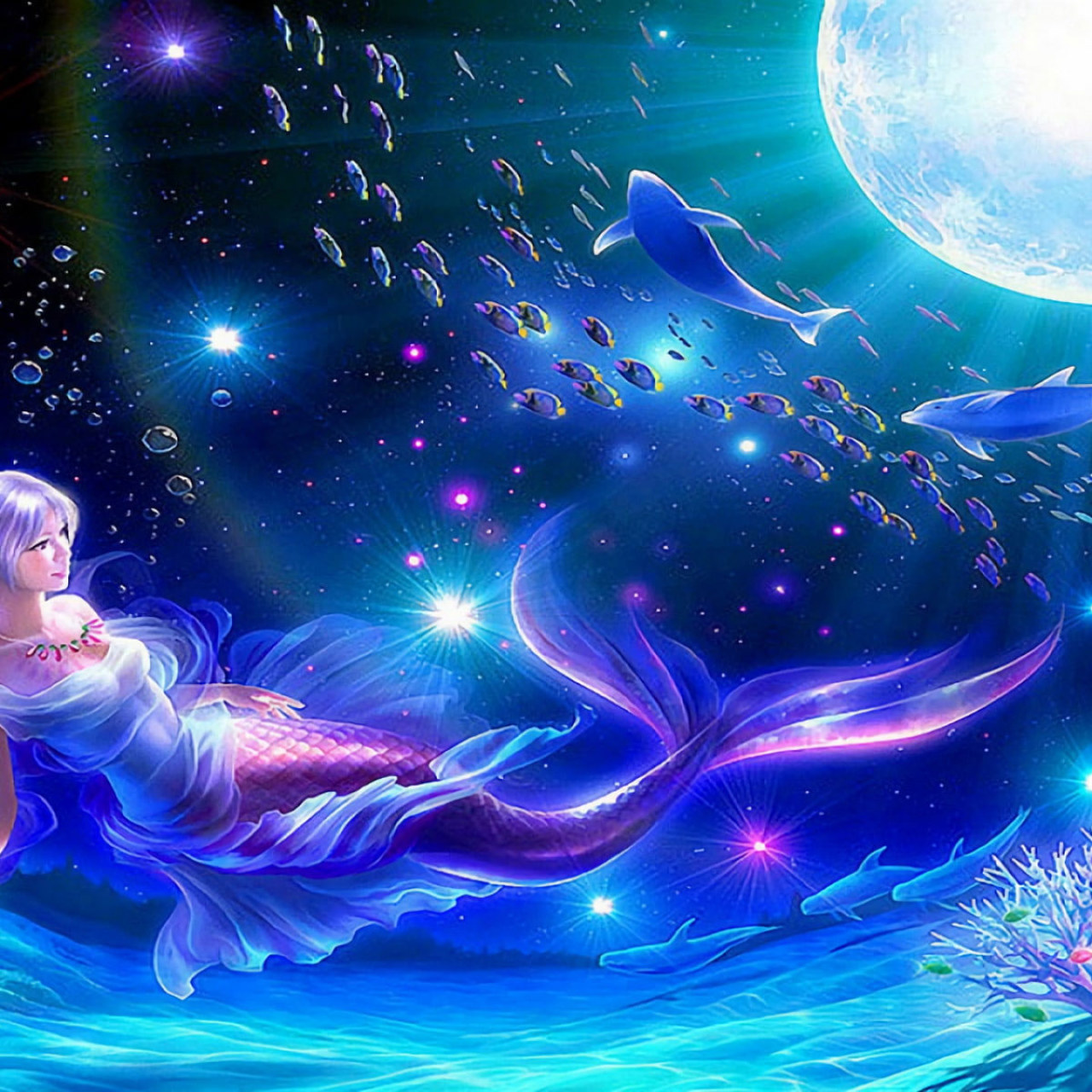 Wallpaper Mermaid Digital, Fantasy, Colorful • Wallpaper For You