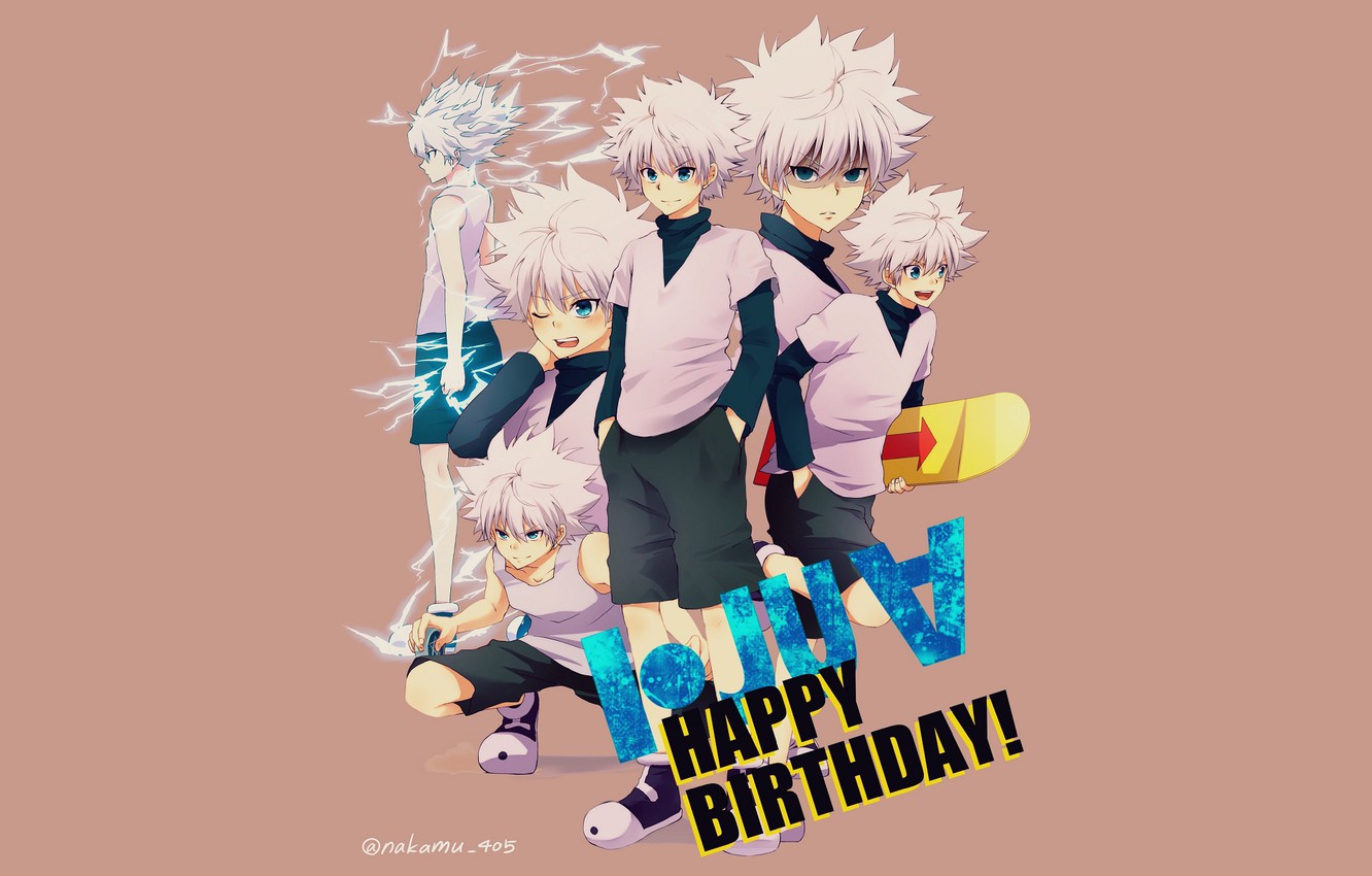 killua wallpaper, anime, cartoon, artwork, happy, illustration, gesture