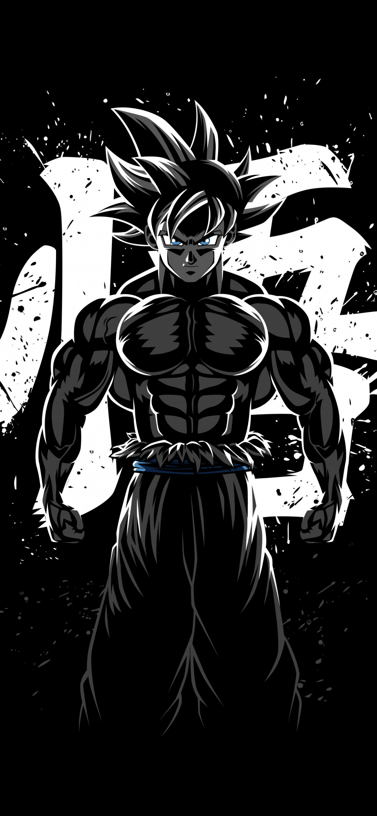 Goku Musculoso Wallpaper 4K, Dragon Ball Z, AMOLED, Minimal, Black Background, Black Dark