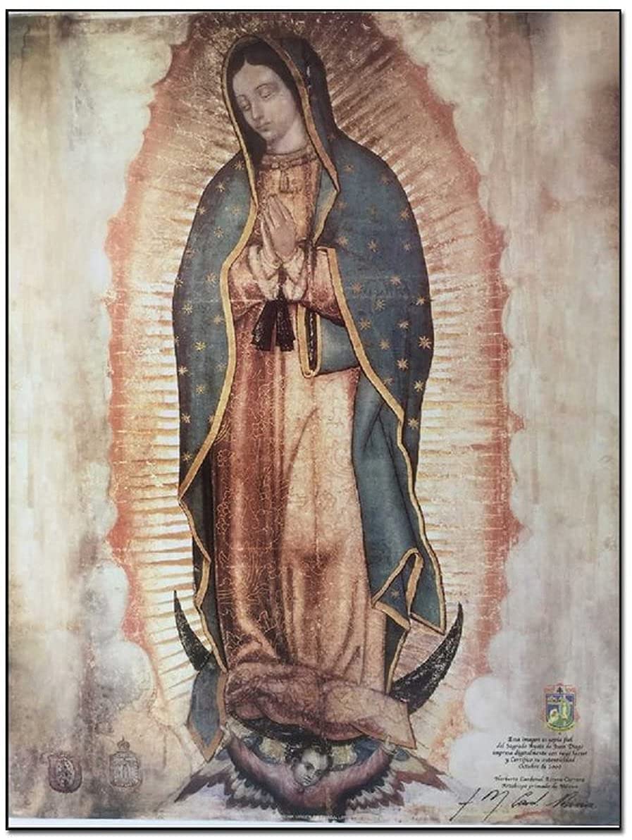 Blessed Virgin Mary Of Guadalupe Mexico Oil Painting Poster Wall Decoration Posters & Prints Wallpaper Living Room Bedroom Decoration Wall Art 12x16inch(30x40cm) Frame Style 1: Posters & Prints