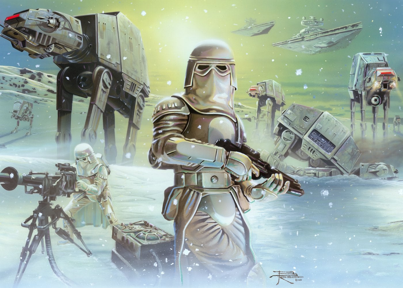 Snow Trooper And AT AT Invasion Of Hoth By Brian Rood