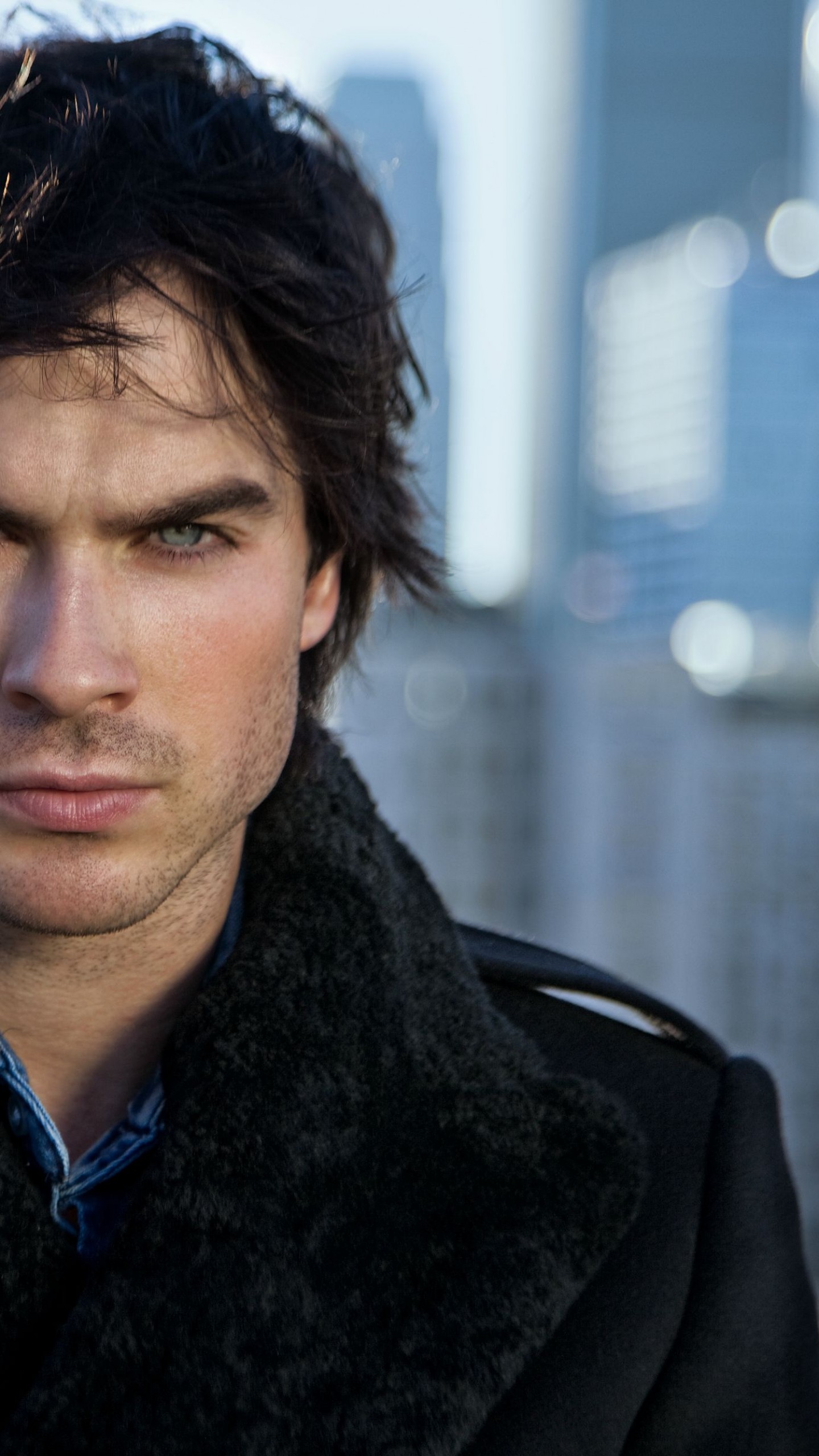 Wallpaper Ian Somerhalder, Ian Joseph Somerhalder, Actor, television star, black coat, Celebrities