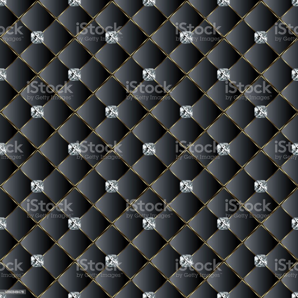 Leather Quilted Black 3D Vector Seamless Pattern Diamonds Decor Stylish Textured Patterned Background Jewellery Decorative Design Vintage Ornament Ornate Luxury Decoration For Door Wallpaper Stock Illustration Image Now