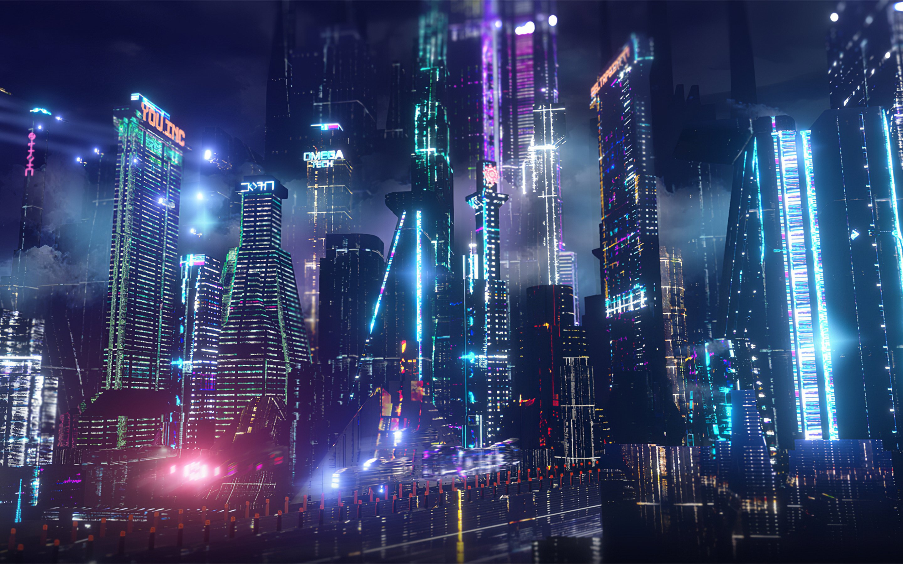 Cyberpunk neon city фото 12