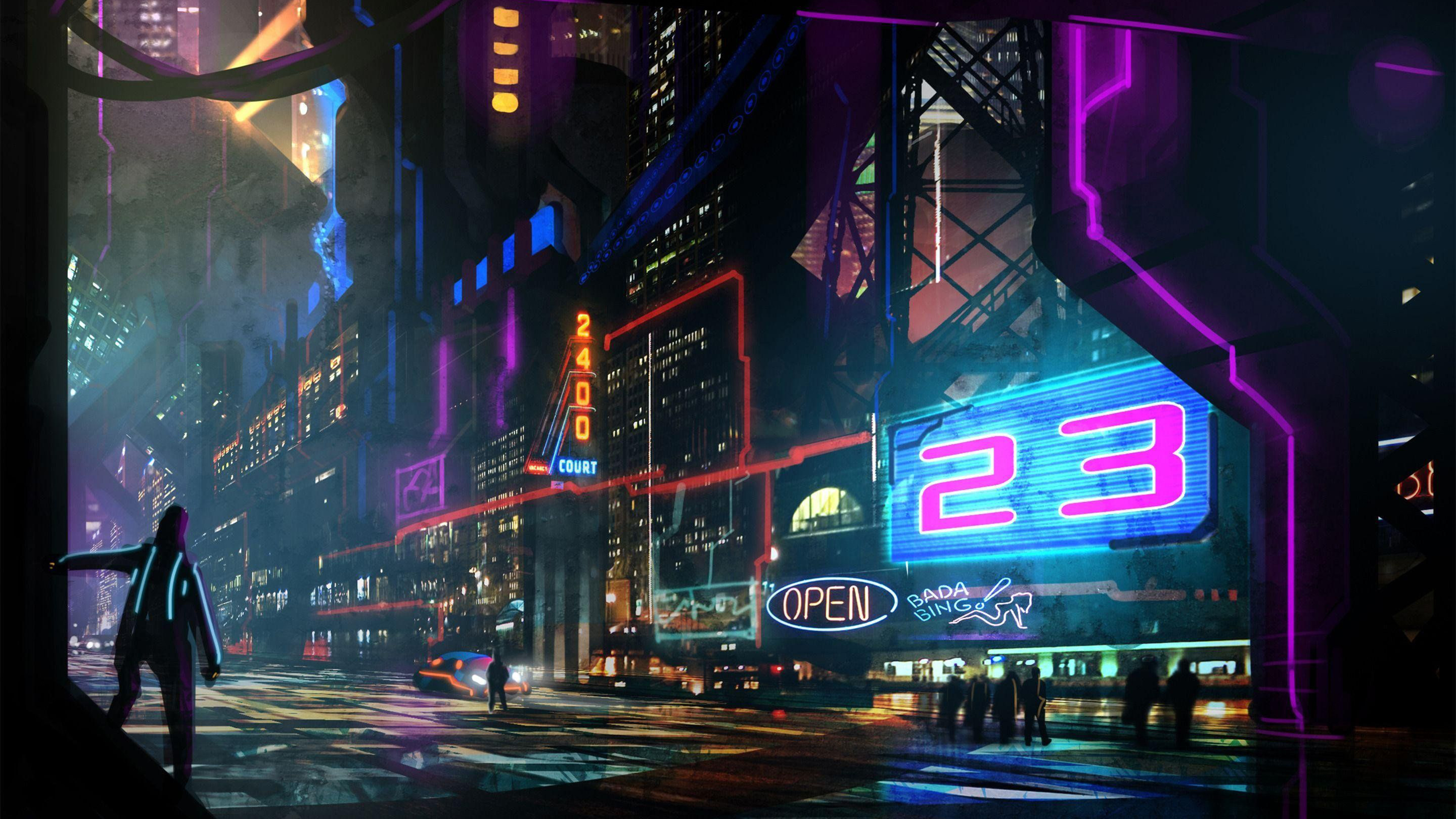 Free Download 4K Neon City Computer Wallpaper HD