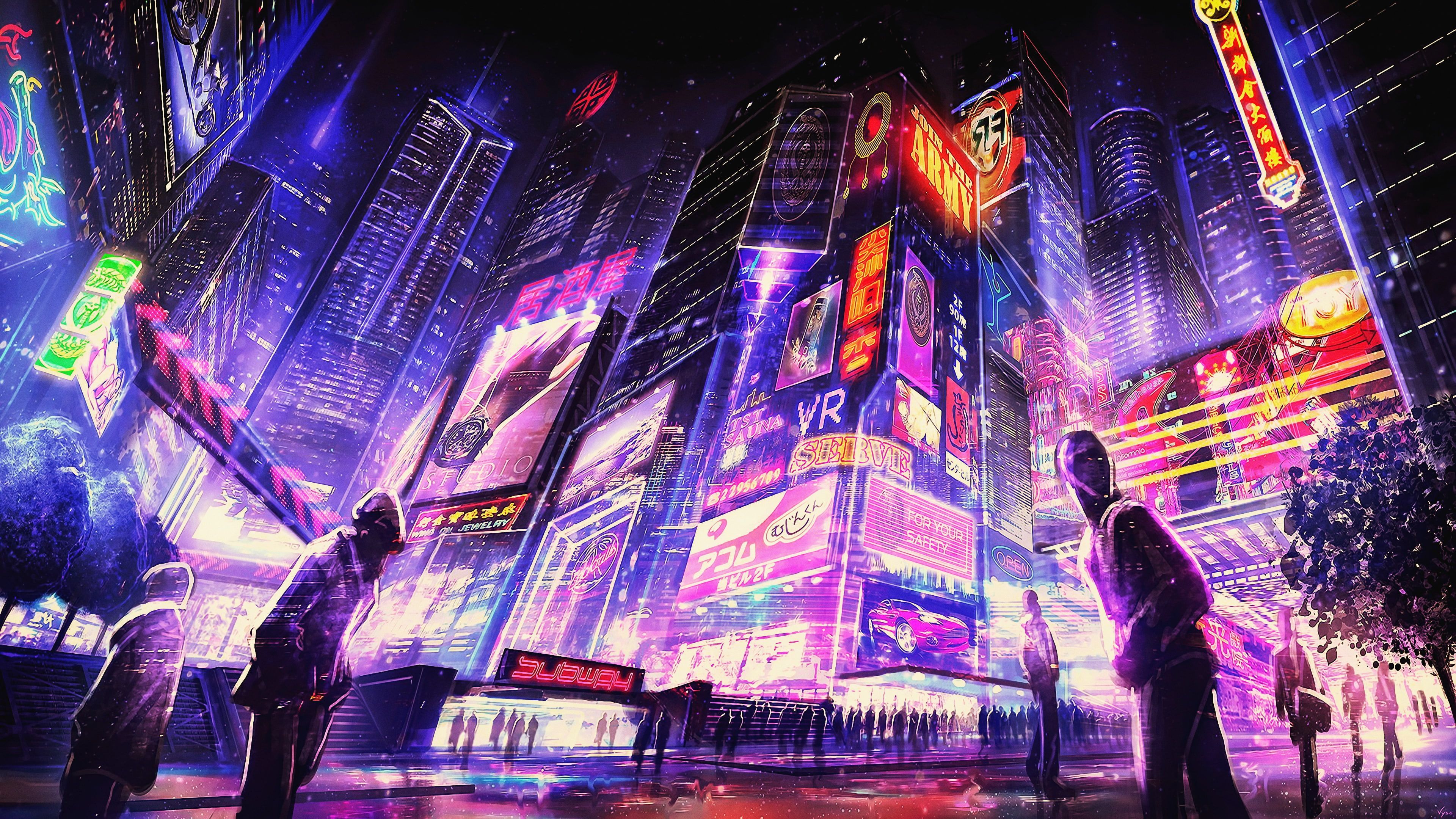 Anime Neon City Wallpaper