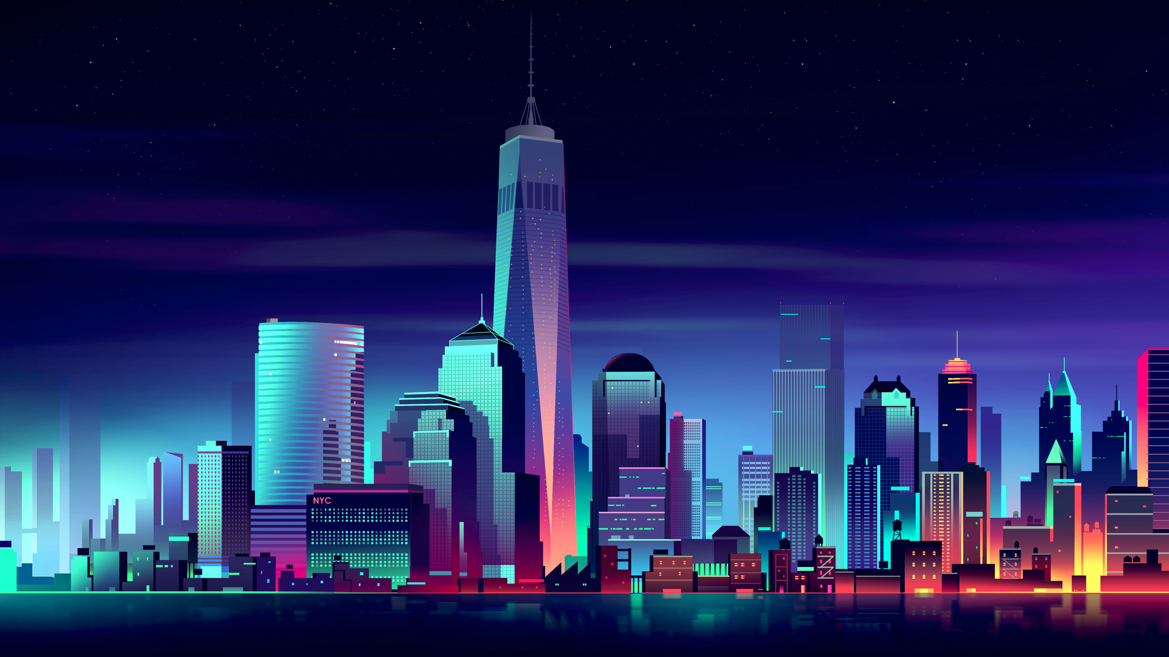 Free Download 4K Neon City Computer Wallpaper HD