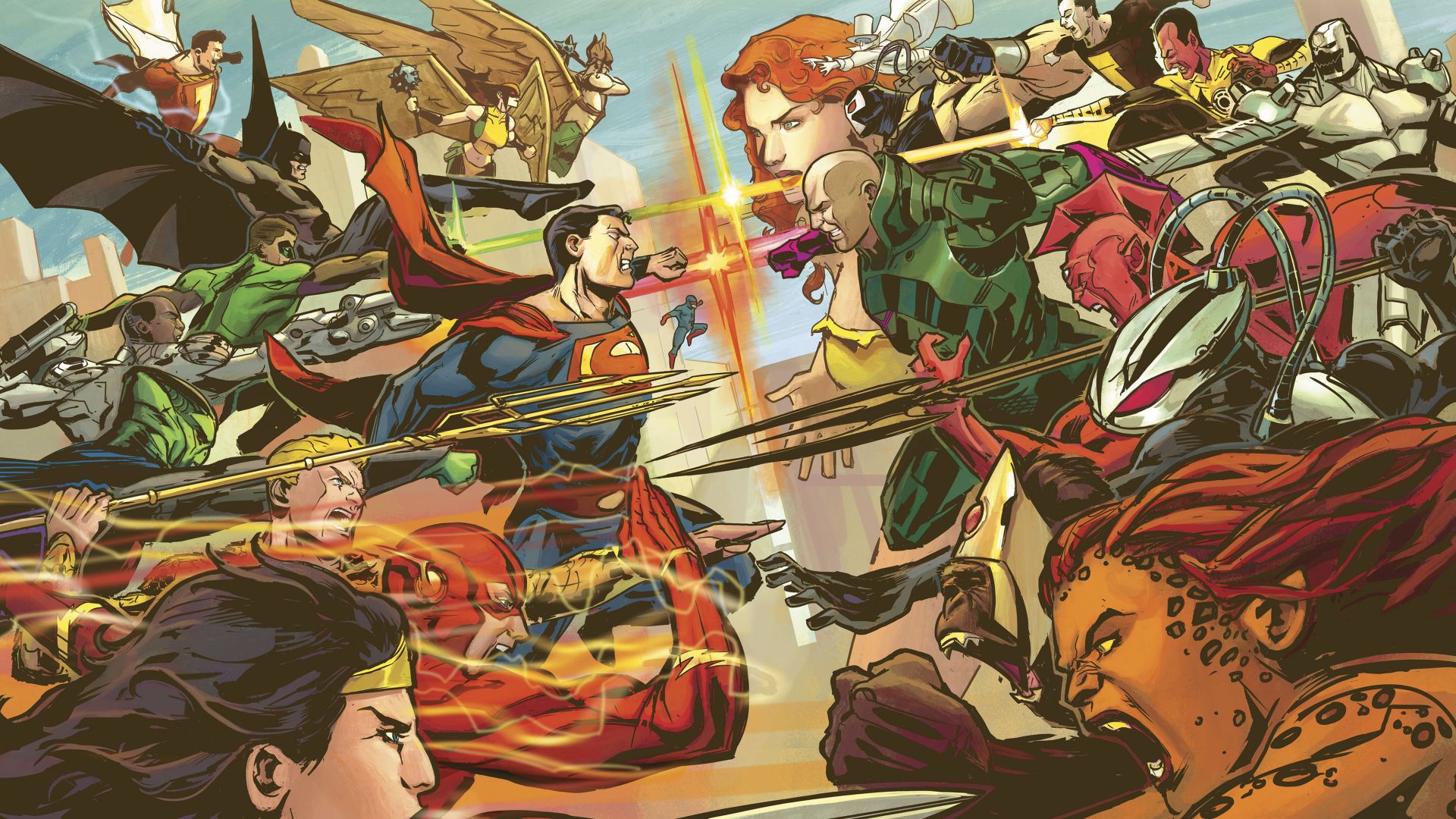 Justice league, superheroes vs villains, comics wallpaper, HD image, picture, background, b2984e