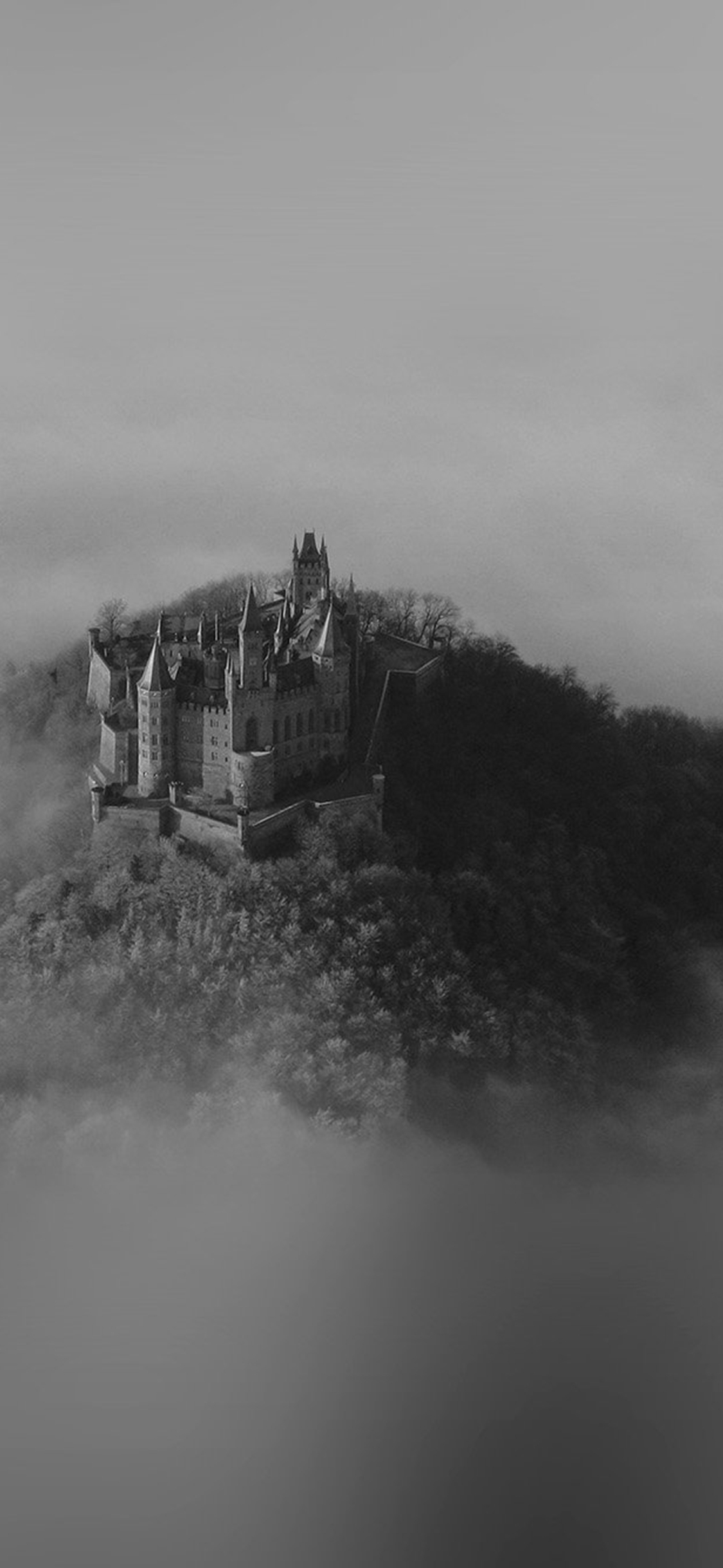 Castle Sky Cloud Dream Fantasy Art Nature Dark Bw iPhone X Wallpaper Free Download