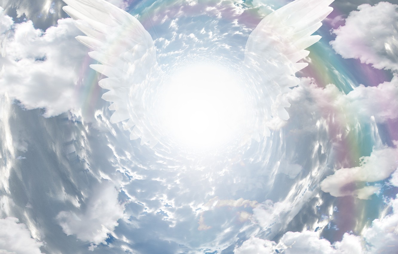 Photo Wallpaper The Sky, Clouds, Wings, Angel Wings With Clouds Wallpaper & Background Download