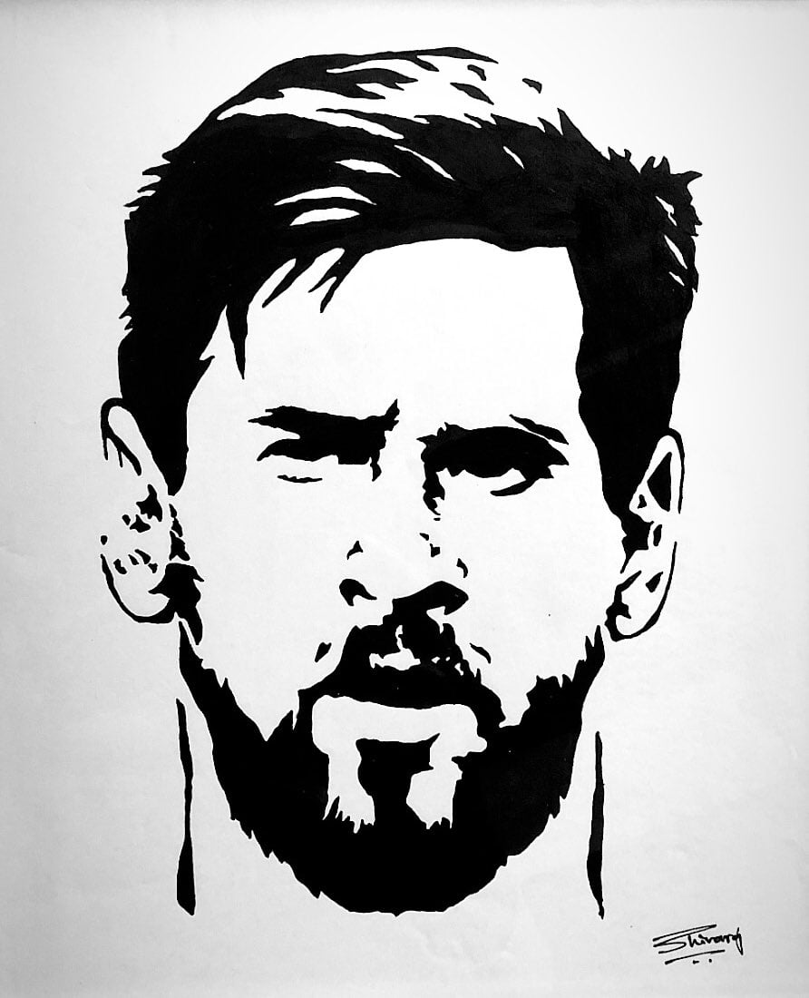 Shivaraj S Shetty 在 Twitter 上：Portrait: Lionel Messi Winning bid: Rs. 1500 Bidder: Ramesh Shetty #PaintForACause