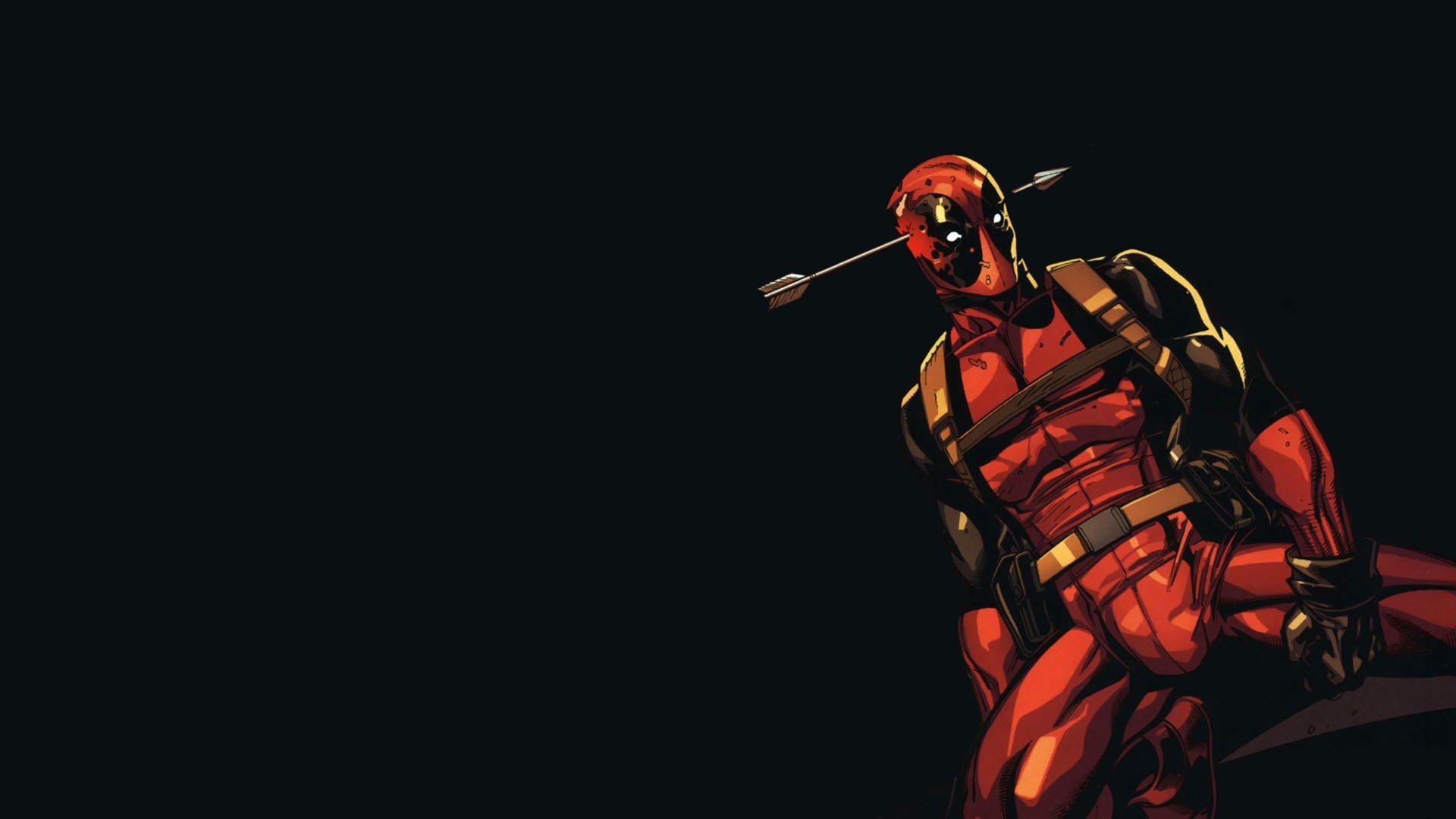 Deadpool, Artwork, Black background, Simple background, Arrows Wallpaper HD / Desktop and Mobile Background
