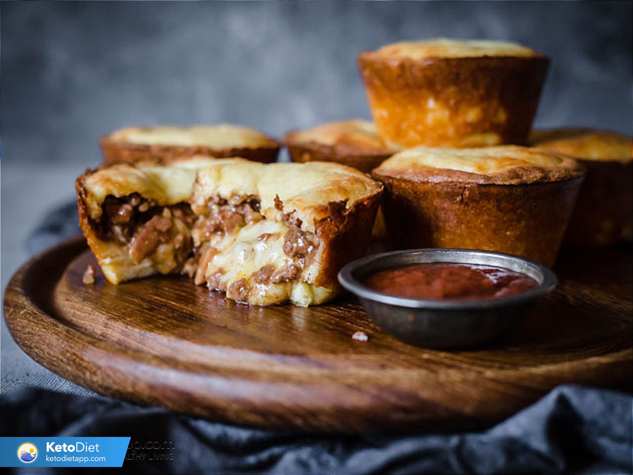Low Carb Cheese & Bacon Stuffed Meat Pies