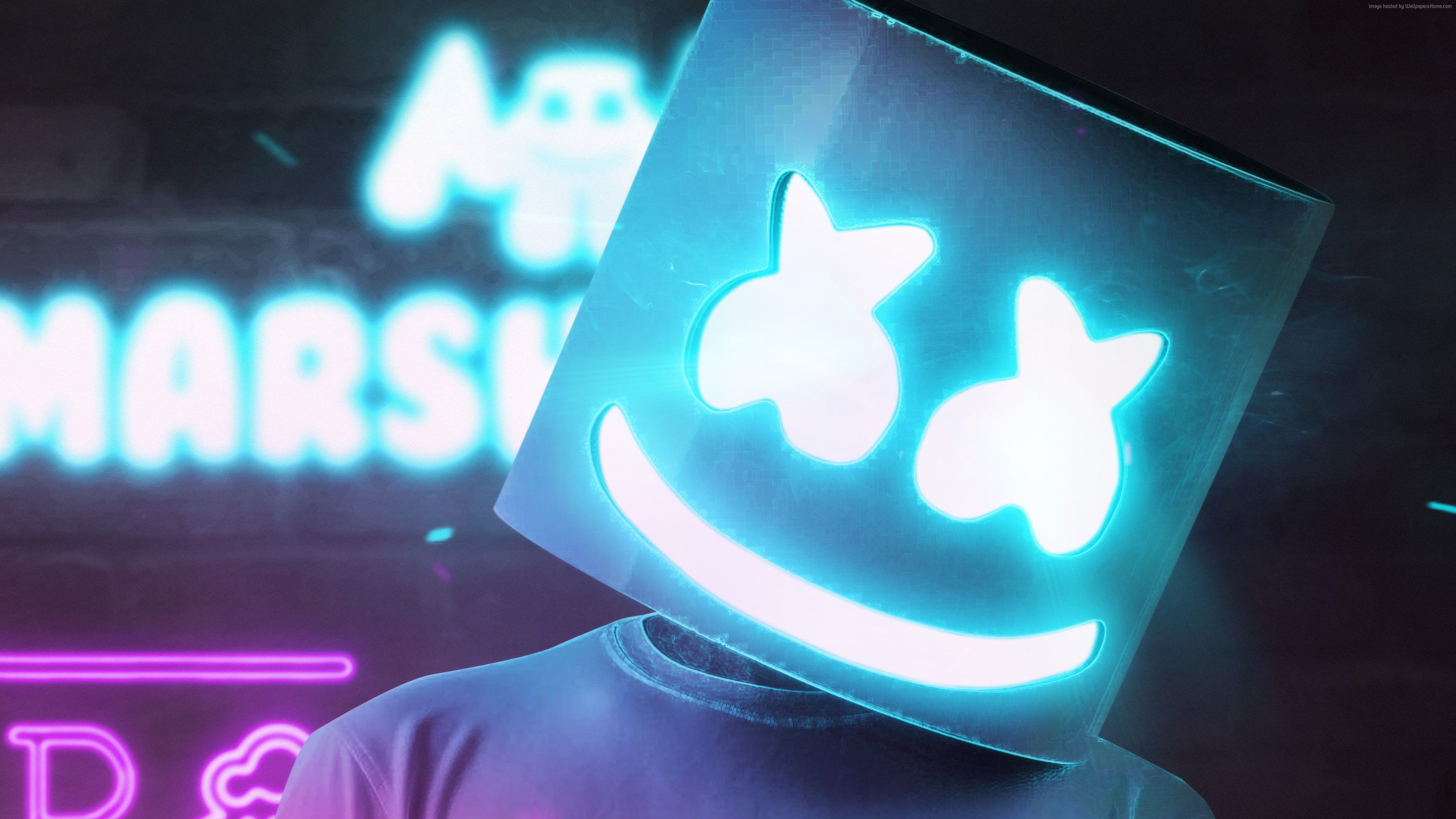 DJ Marshmello #dj #neon K K #wallpaper #hdwallpaper #desktop. Music wallpaper, Neon, Neon wallpaper