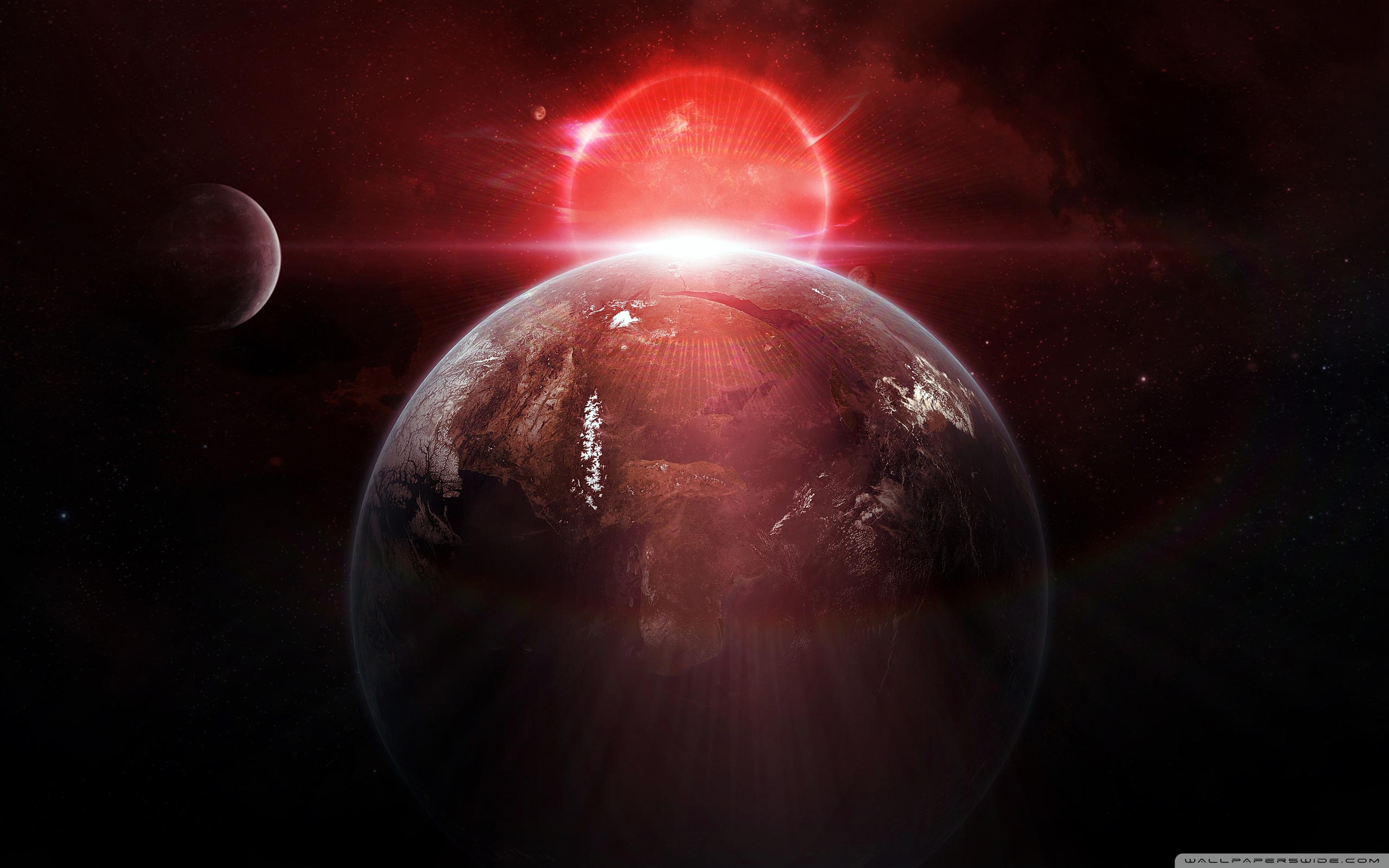 Earth Red Sunrise From Space Ultra HD Desktop Background Wallpaper for 4K UHD TV, Tablet