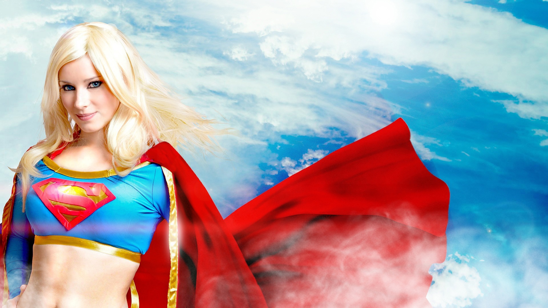Wallpaper superheroes Blonde girl Supergirl hero Fantasy 1920x1080
