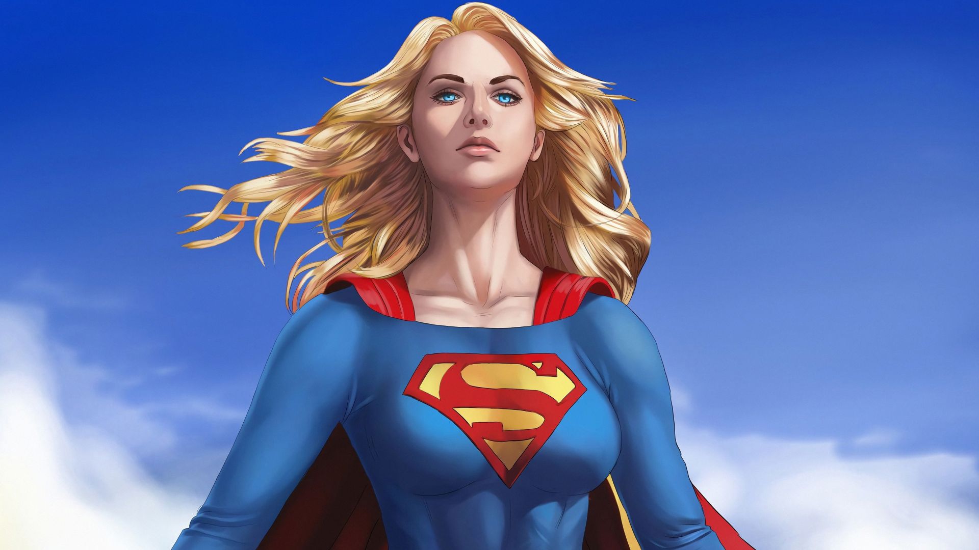 Beautiful and blonde, supergirl, art wallpaper, HD image, picture, background, a34e2f