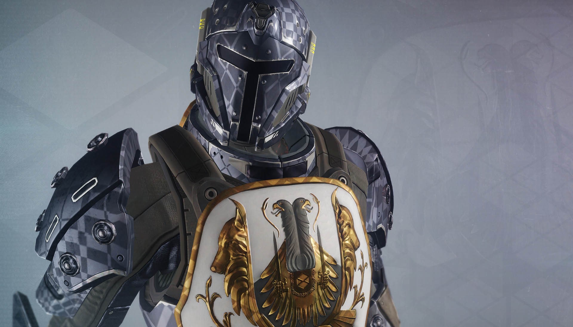 Download wallpaper background, warrior, art, helmet, armor, coat of arms, Destiny, section games in resolution 1920x1096