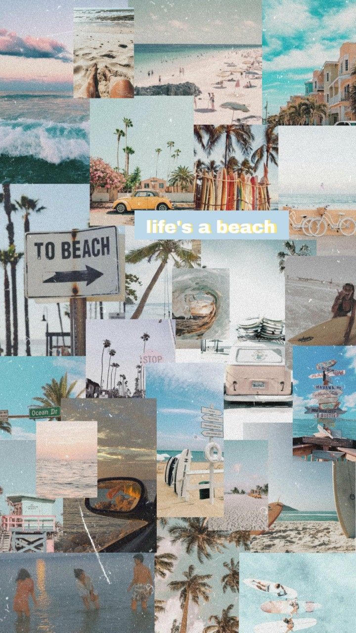 Download Beach Aesthetic Collage Laptop Wallpaper | 6b.u5ch.com