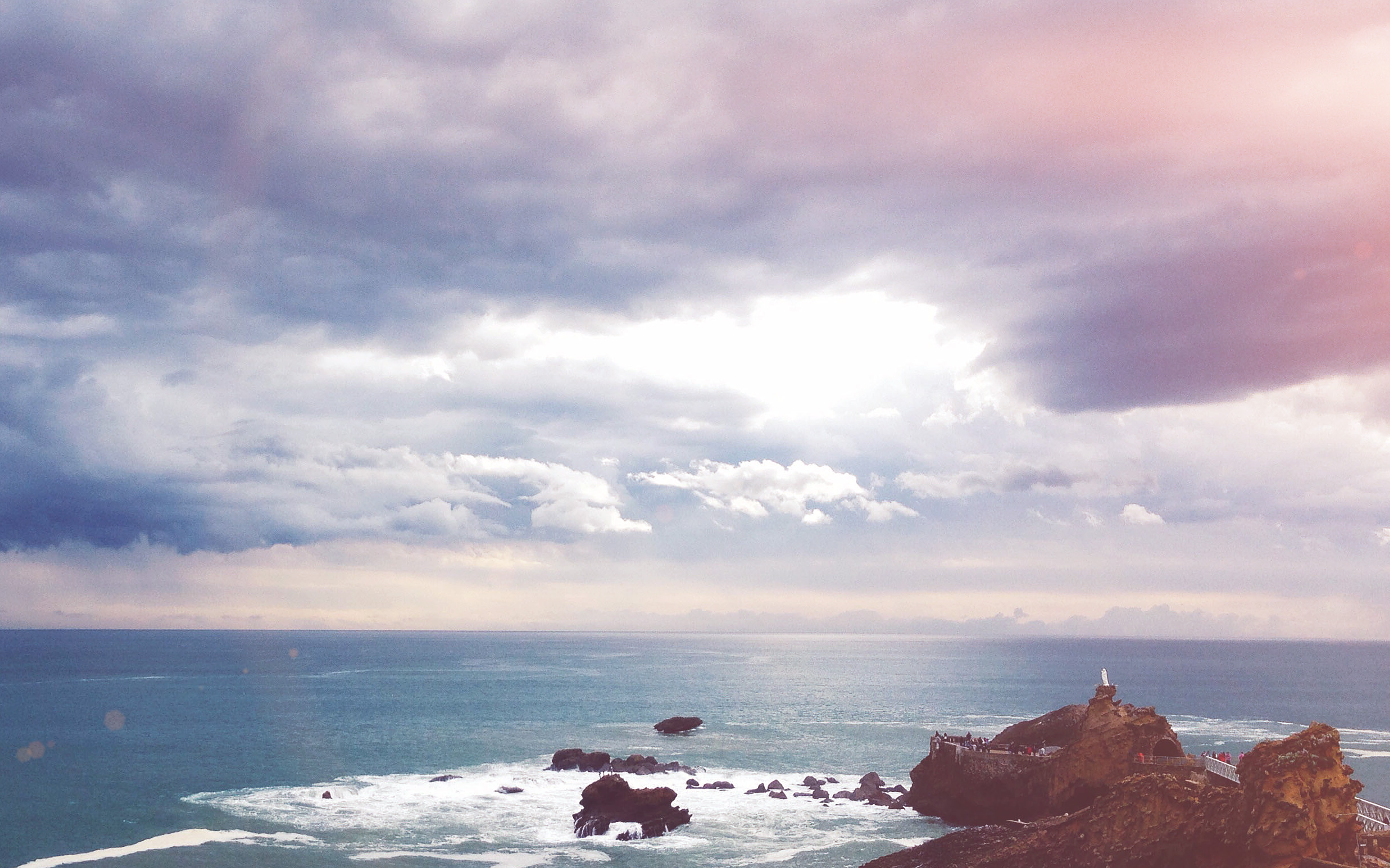 wallpaper for desktop, laptop. sea summer rocks mountain blue flare