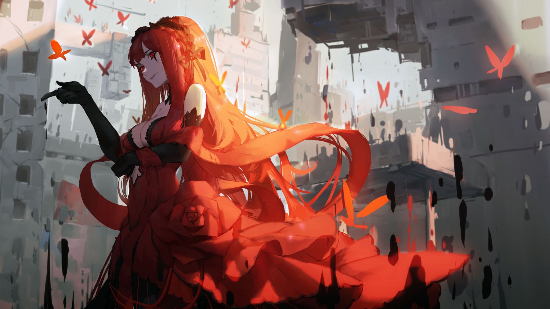 Desktop Wallpaper Red Head, Anime Girl, Original, 4k, HD Image, Picture, Background, 103e25